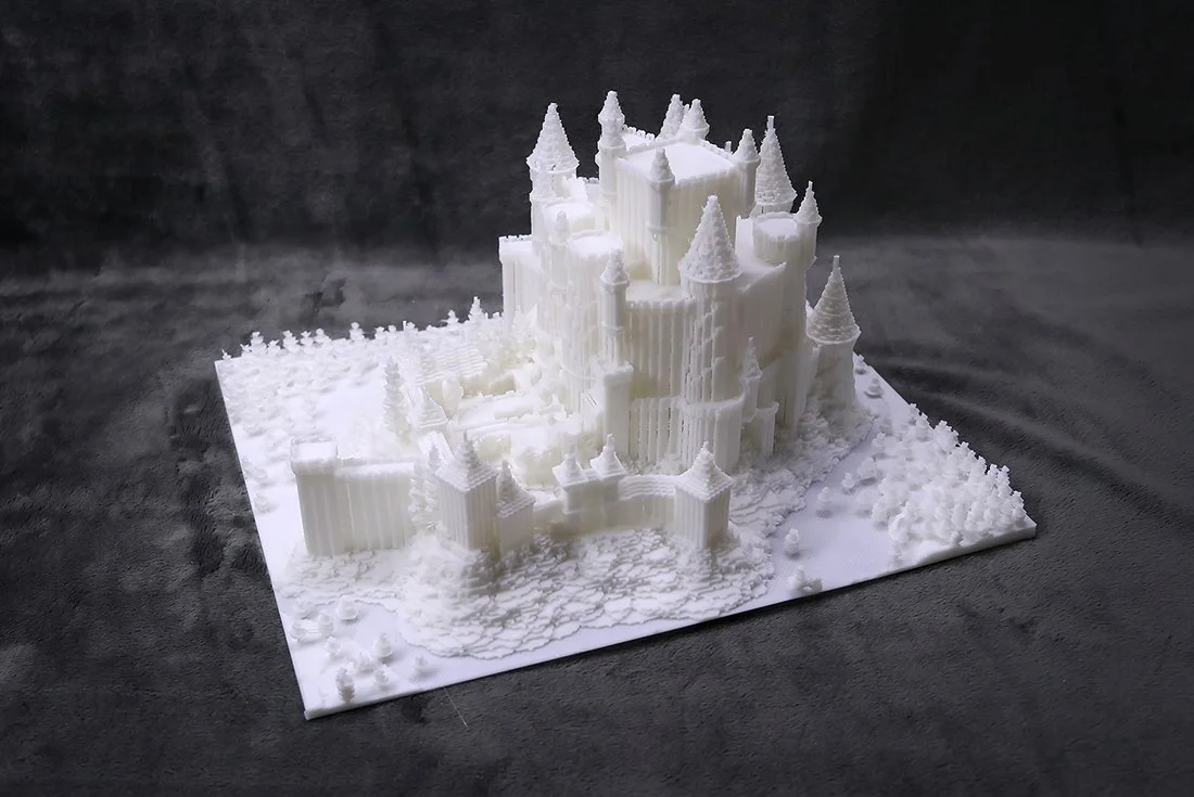 스텔라무브 3D 프린터로 정교하게 출력한 27×22×15cm 크기의 화이트 마인크래프트 성 건축 모형