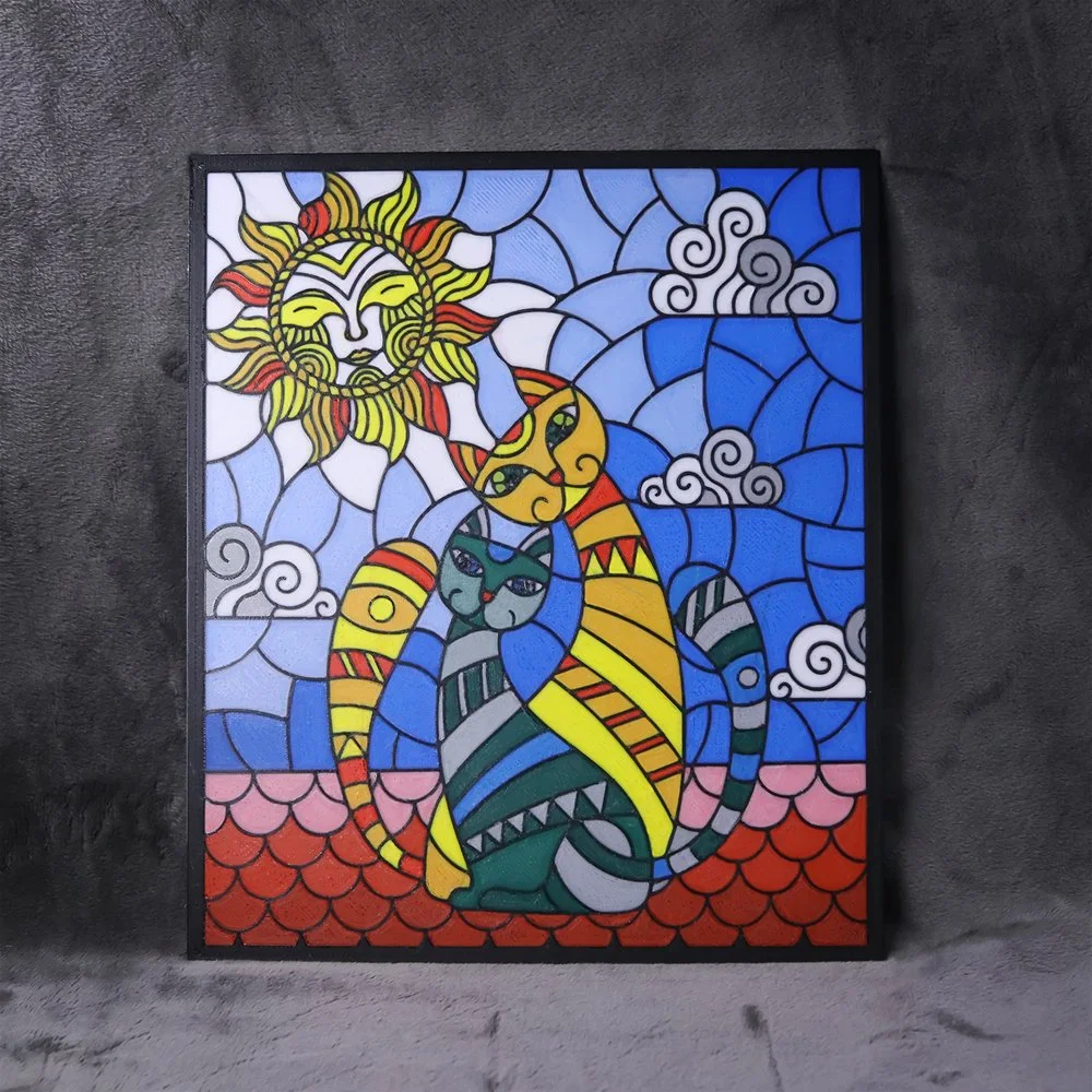 5컬러 멀티 3D 프린팅으로 제작된 고양이 액자 모형