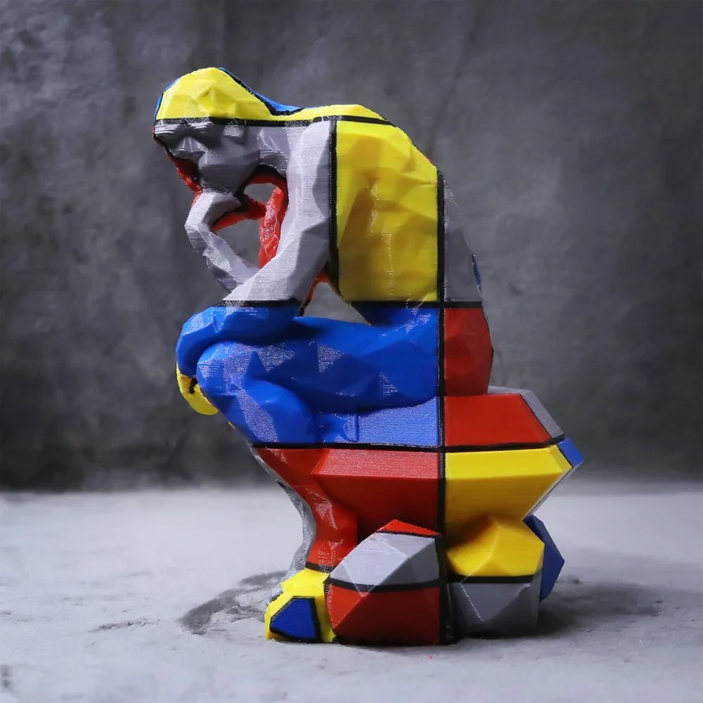 5컬러 멀티 3D 프린팅으로 제작된 로뎅의 생각하는 사람 모형