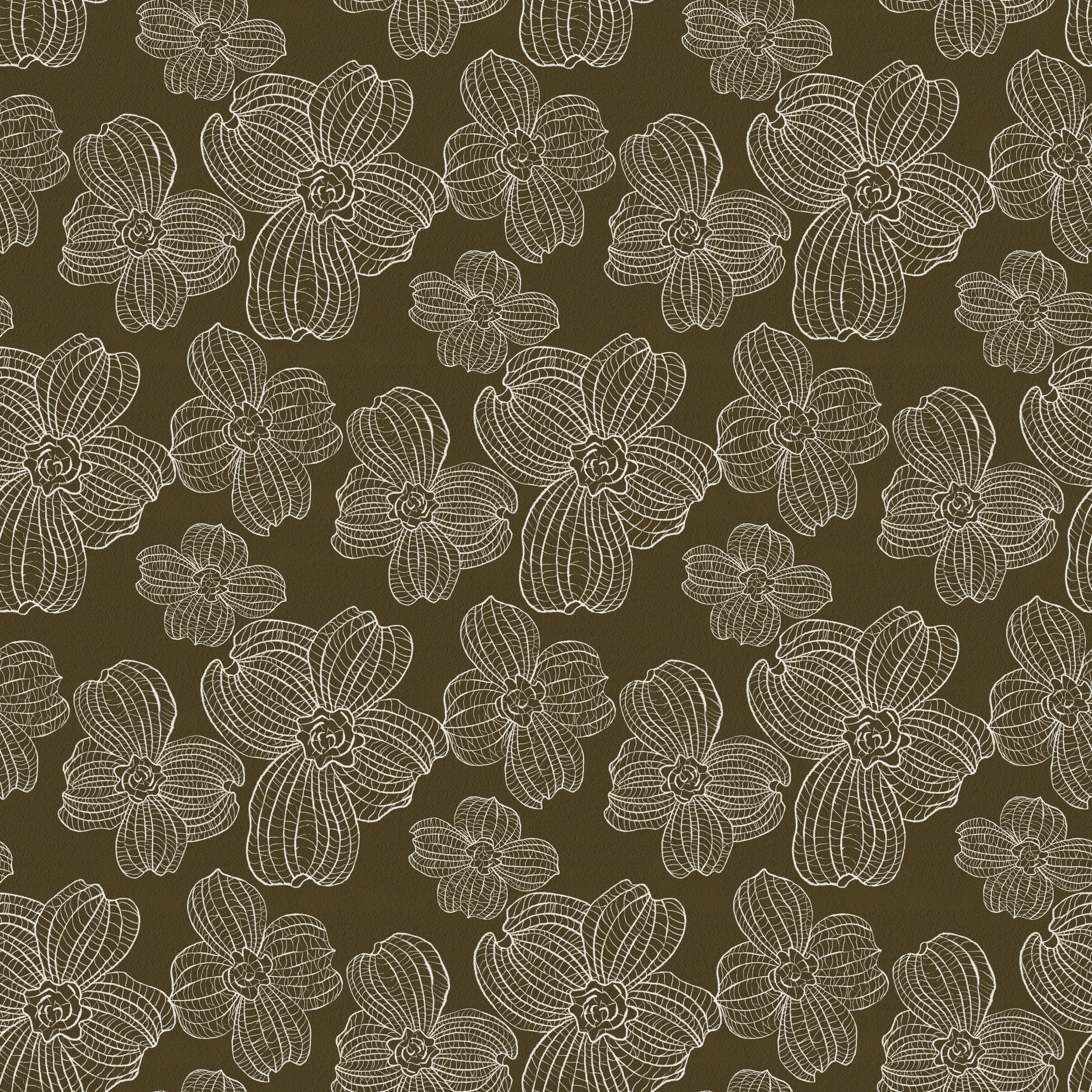 Threaded Bloom Botanical Lace - Olive