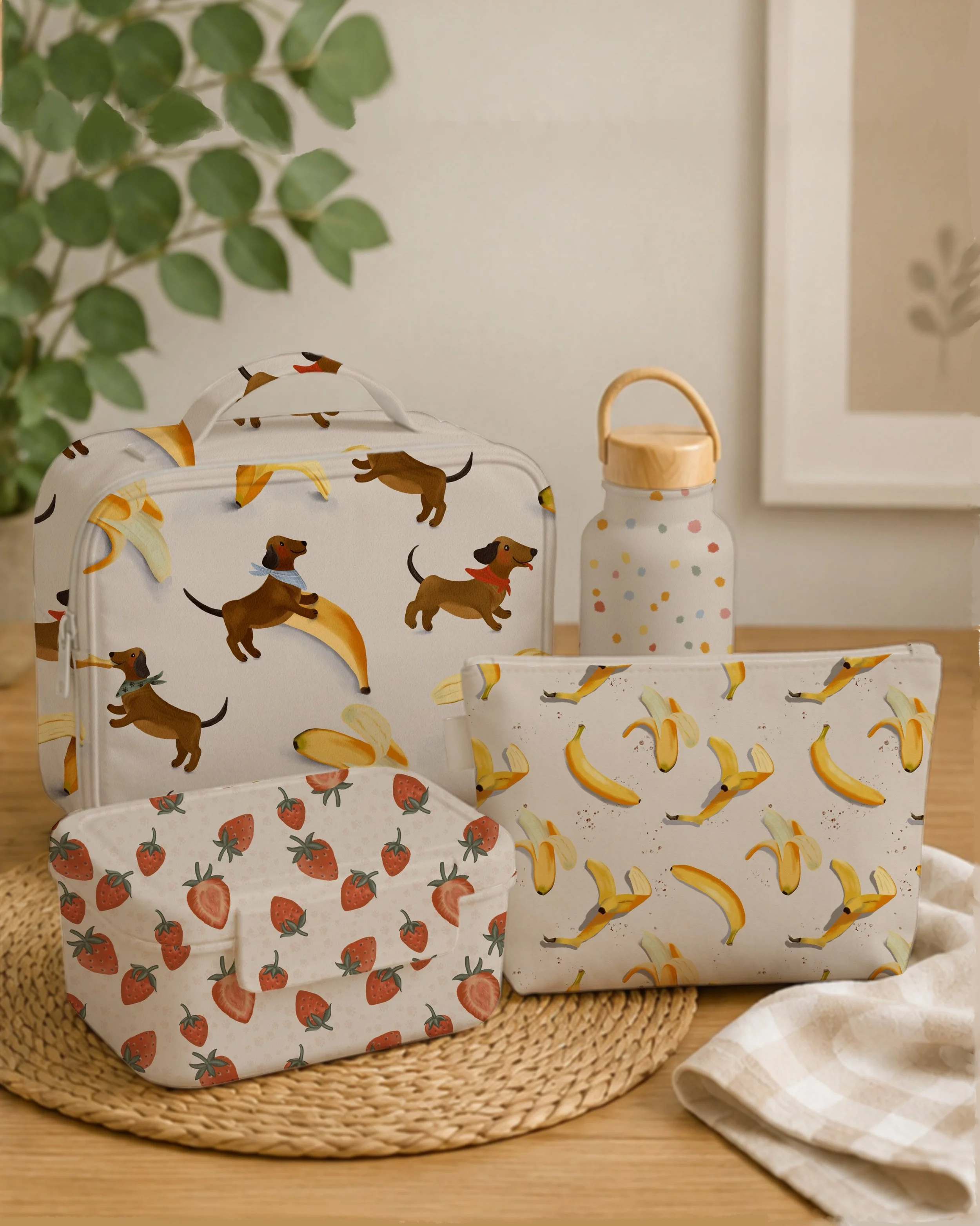 Paws & Crumbs — Playful, nostalgic and genuinely kid-friendly. Ideal for clothing, bedding, nursery decor, lunch accessories and kitchen textiles.