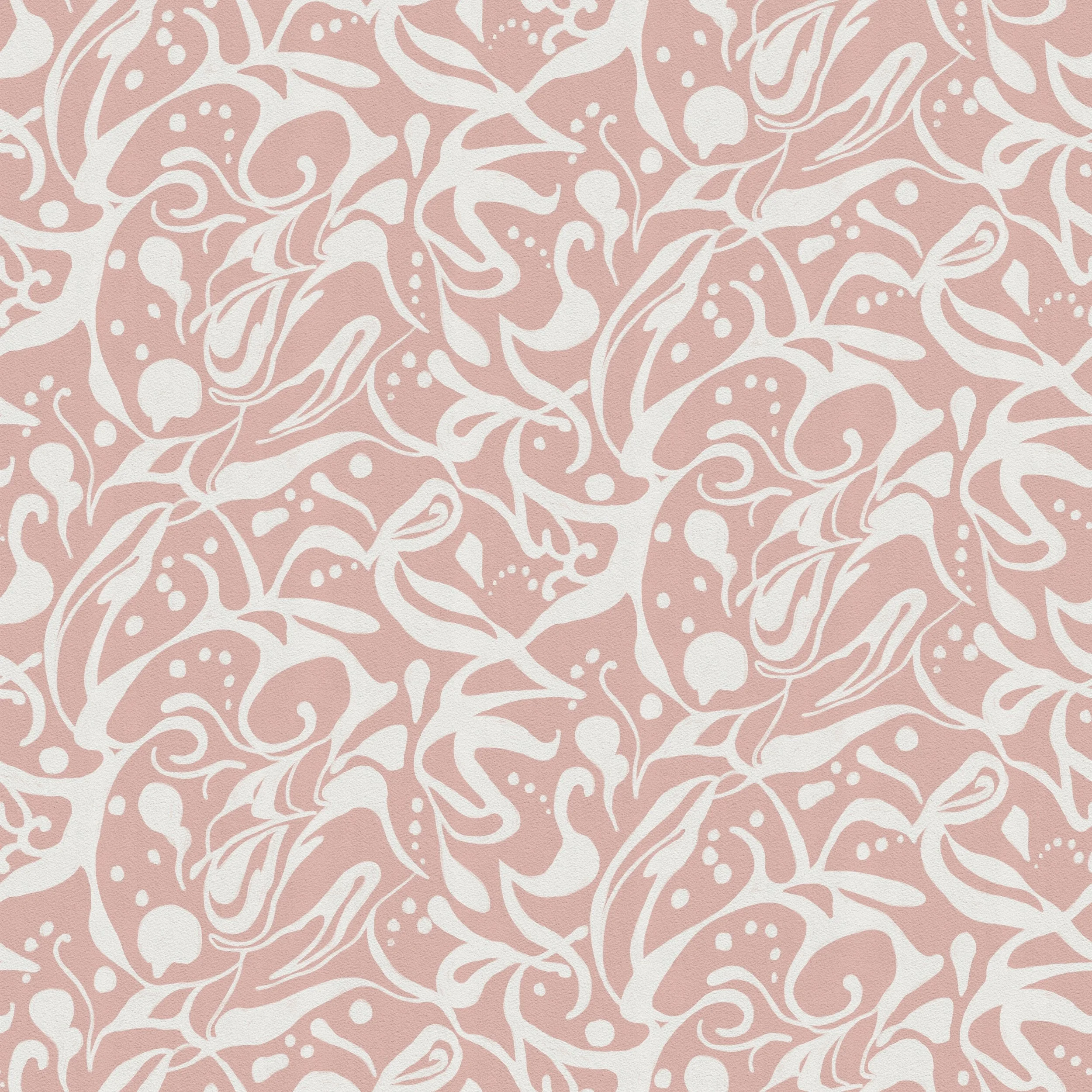 Bushfloor Whorls Pink - Organic swirling whorls inspired by bush-floor textures and natural debris, adding earthy movement to fabric and wallpaper.
