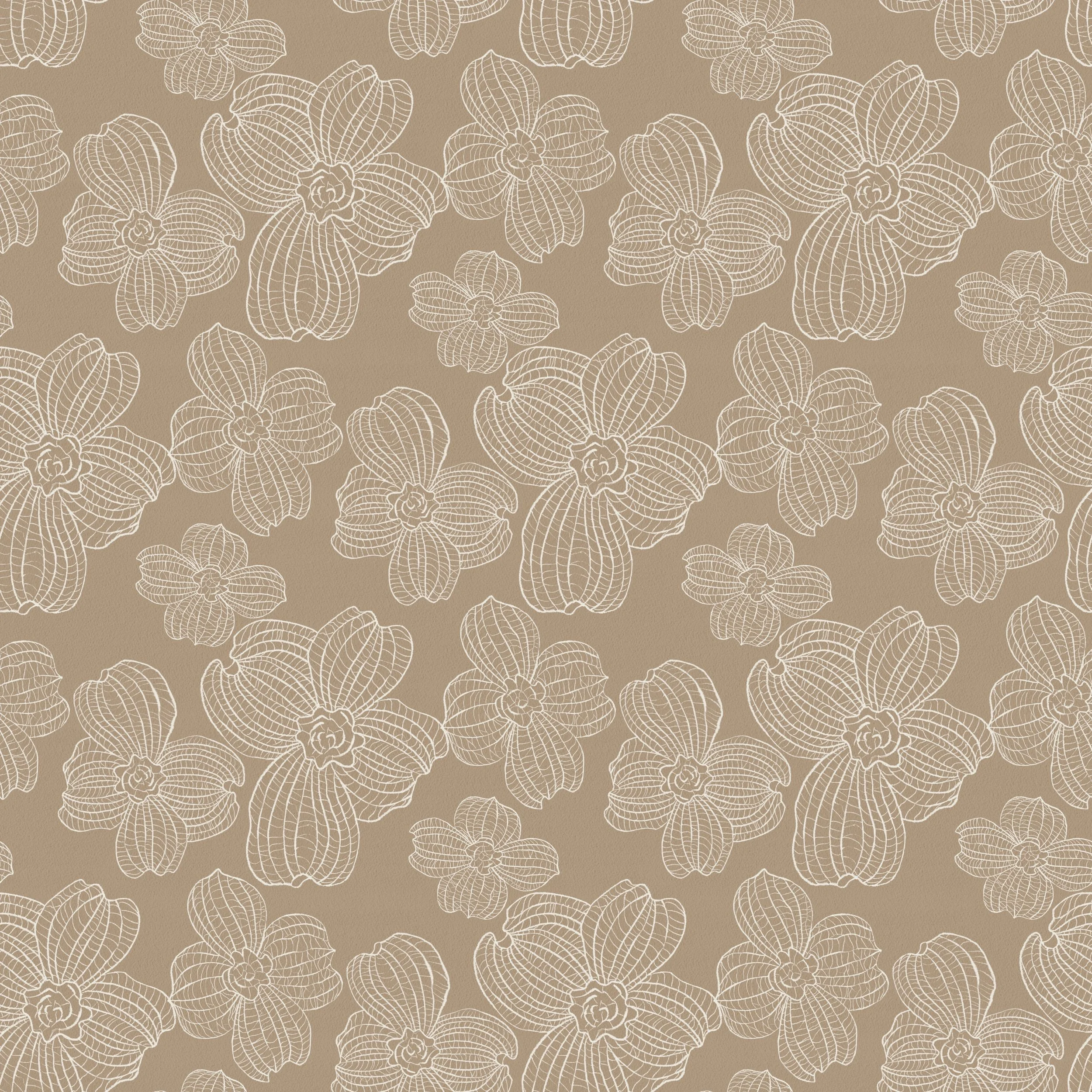 Threaded Bloom Botanical Lace - Taupe
