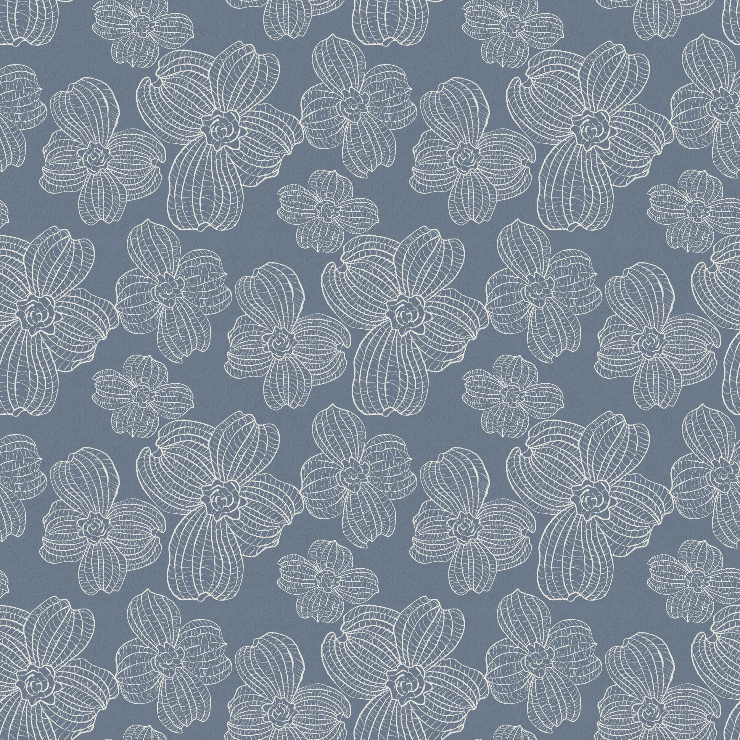 Threaded Bloom Botanical Lace - Soft Blue