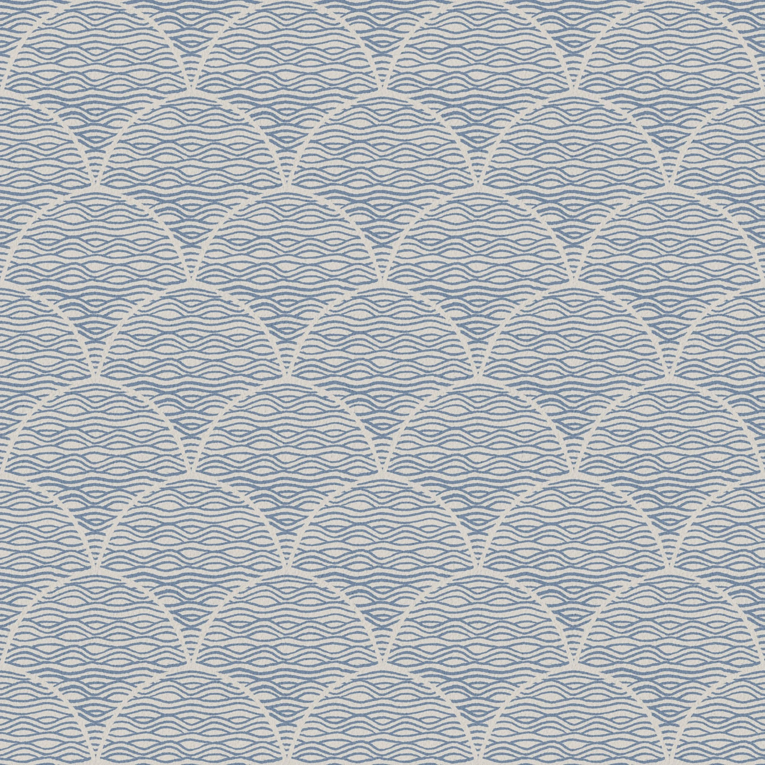 Saltwater Wave Sea Blue - Soft geometric wave pattern in sea blue with a subtle textured feel