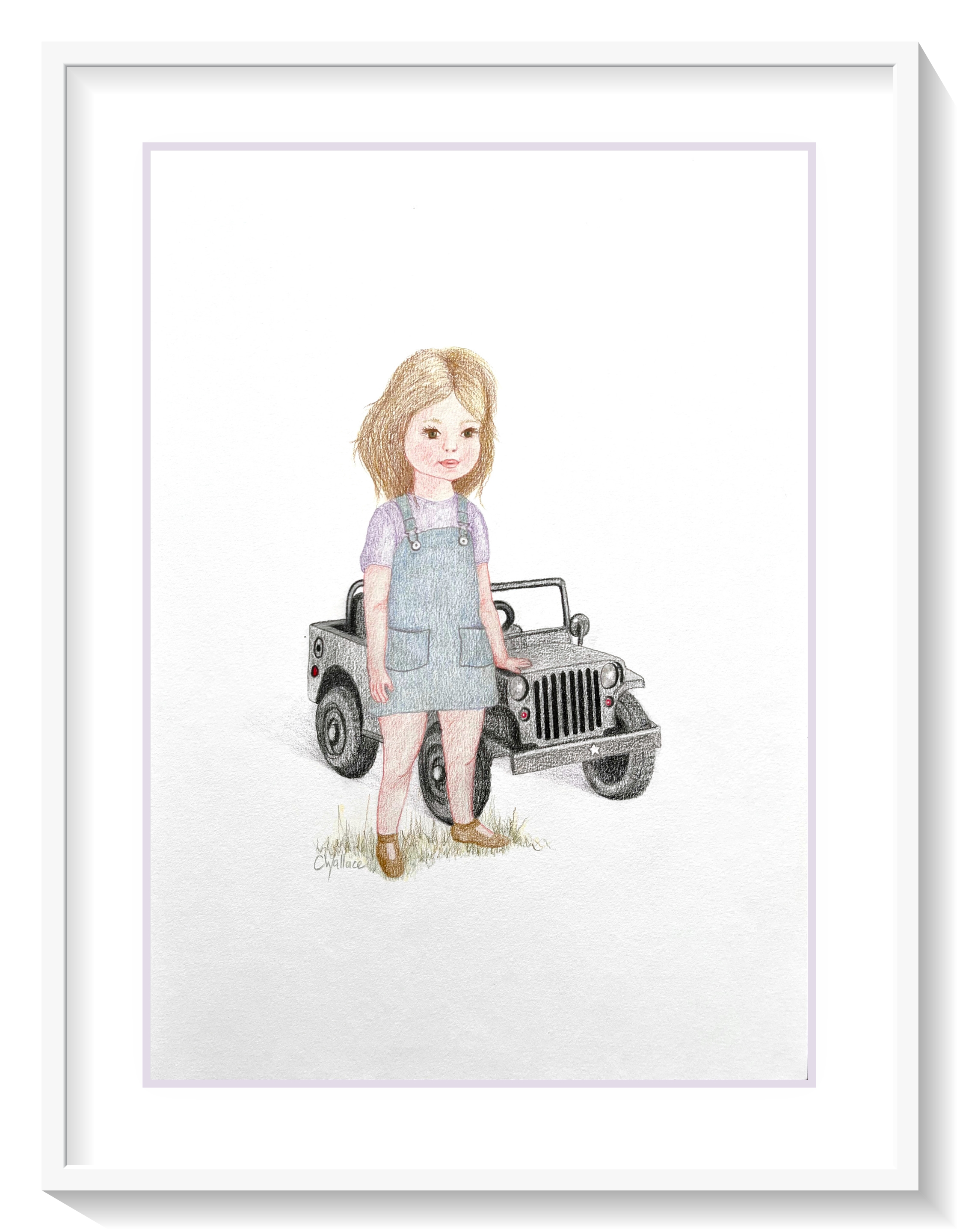 Urban-kids-girl-with-fast-car-drawing-framed.jpg.png