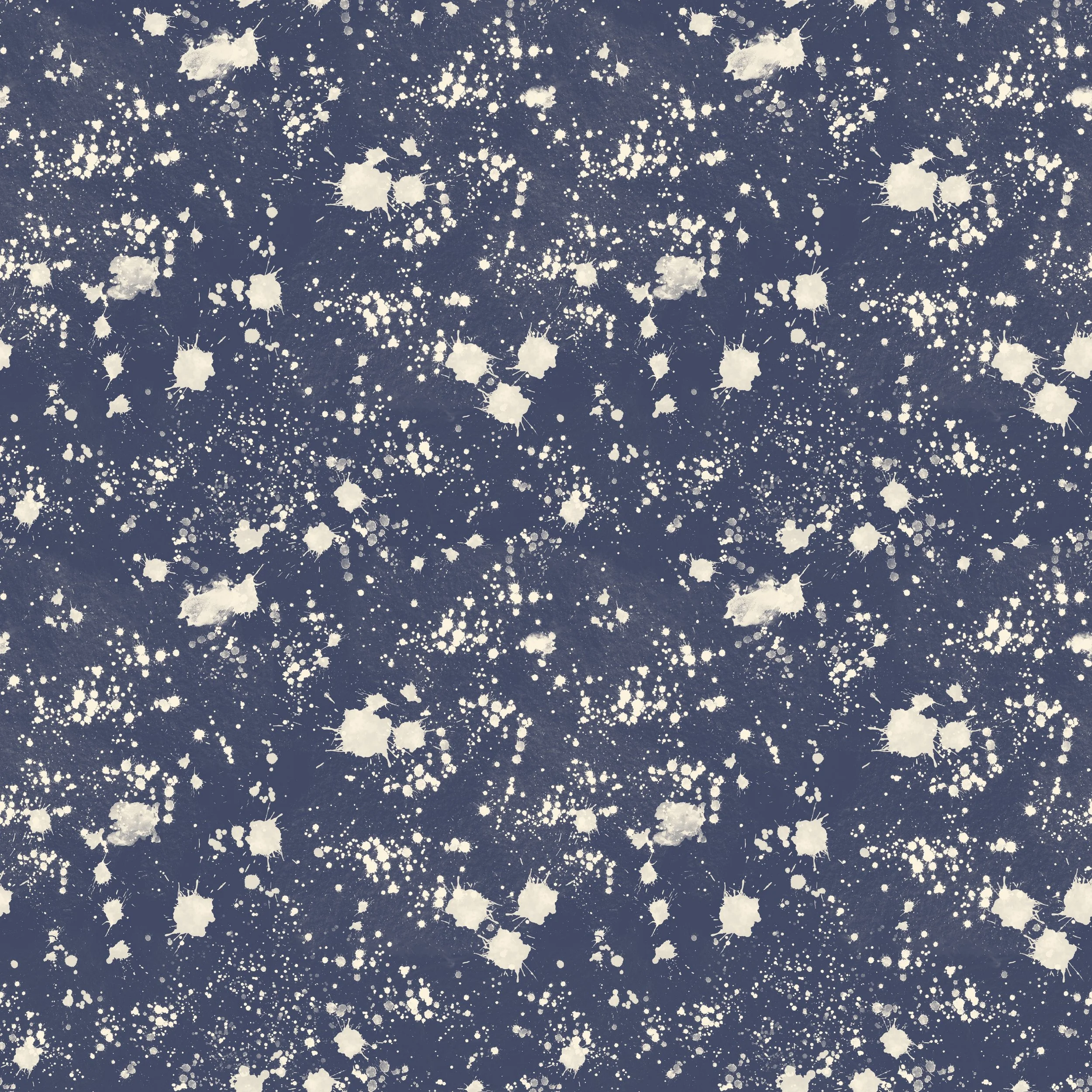 Inkstorm on Indigo - Painterly ink blots and scattered speckles create a modern organic texture. 