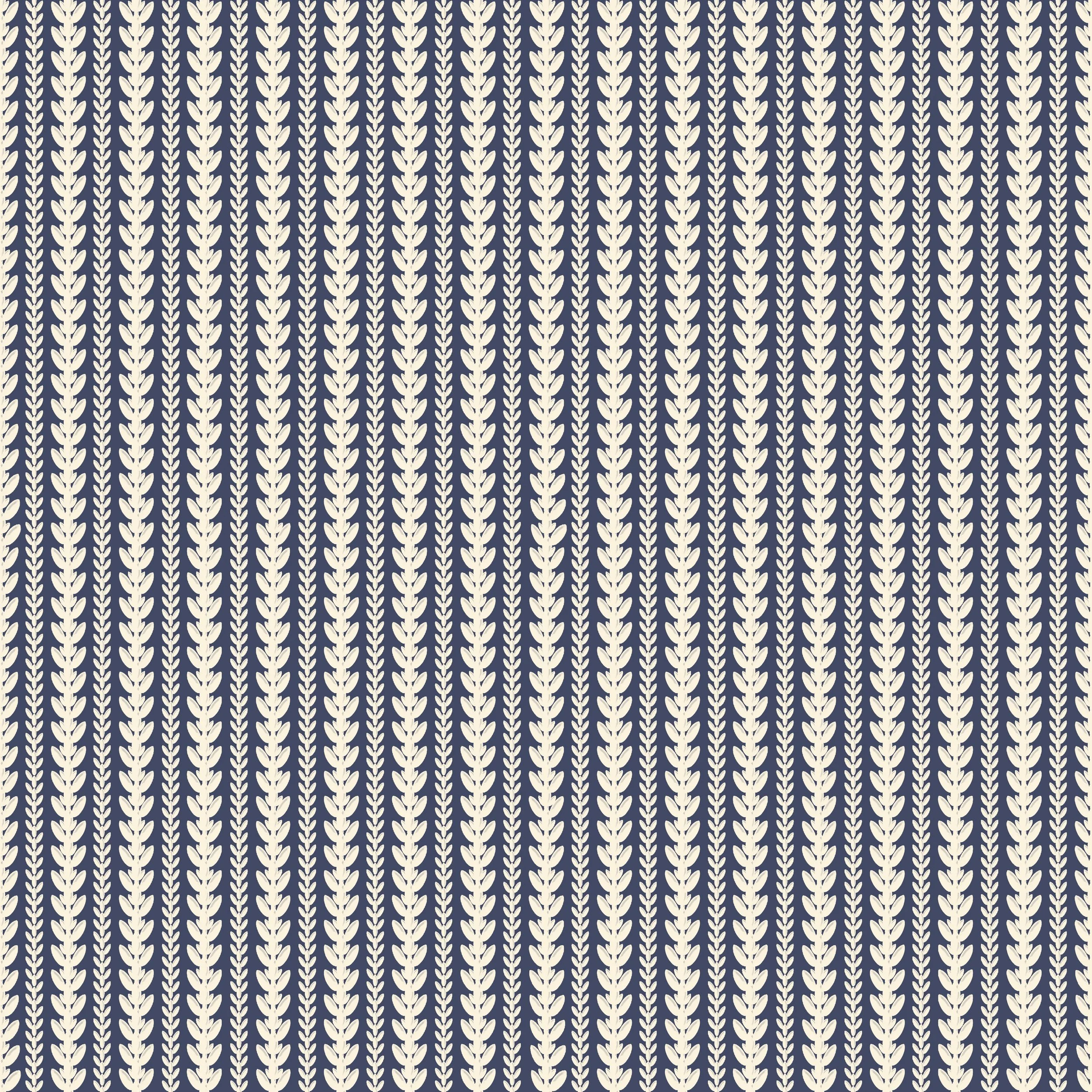 Indigo Laurel Vines - Elegant vine stripe pattern in rich indigo and ivory
