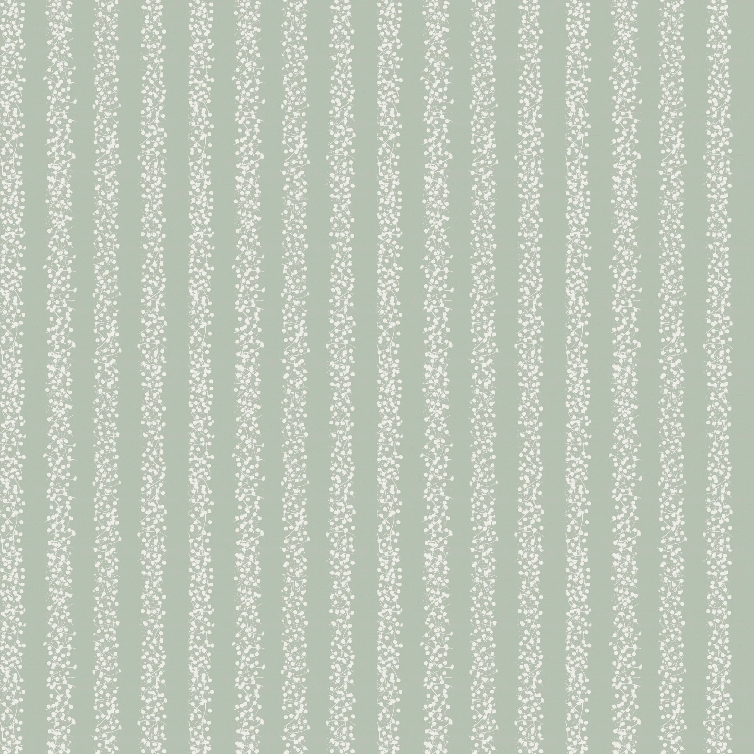 Stamen Drift Stripe Sage - Delicate vertical stripes of scattered stamens create a soft botanical rhythm in sage and cream
