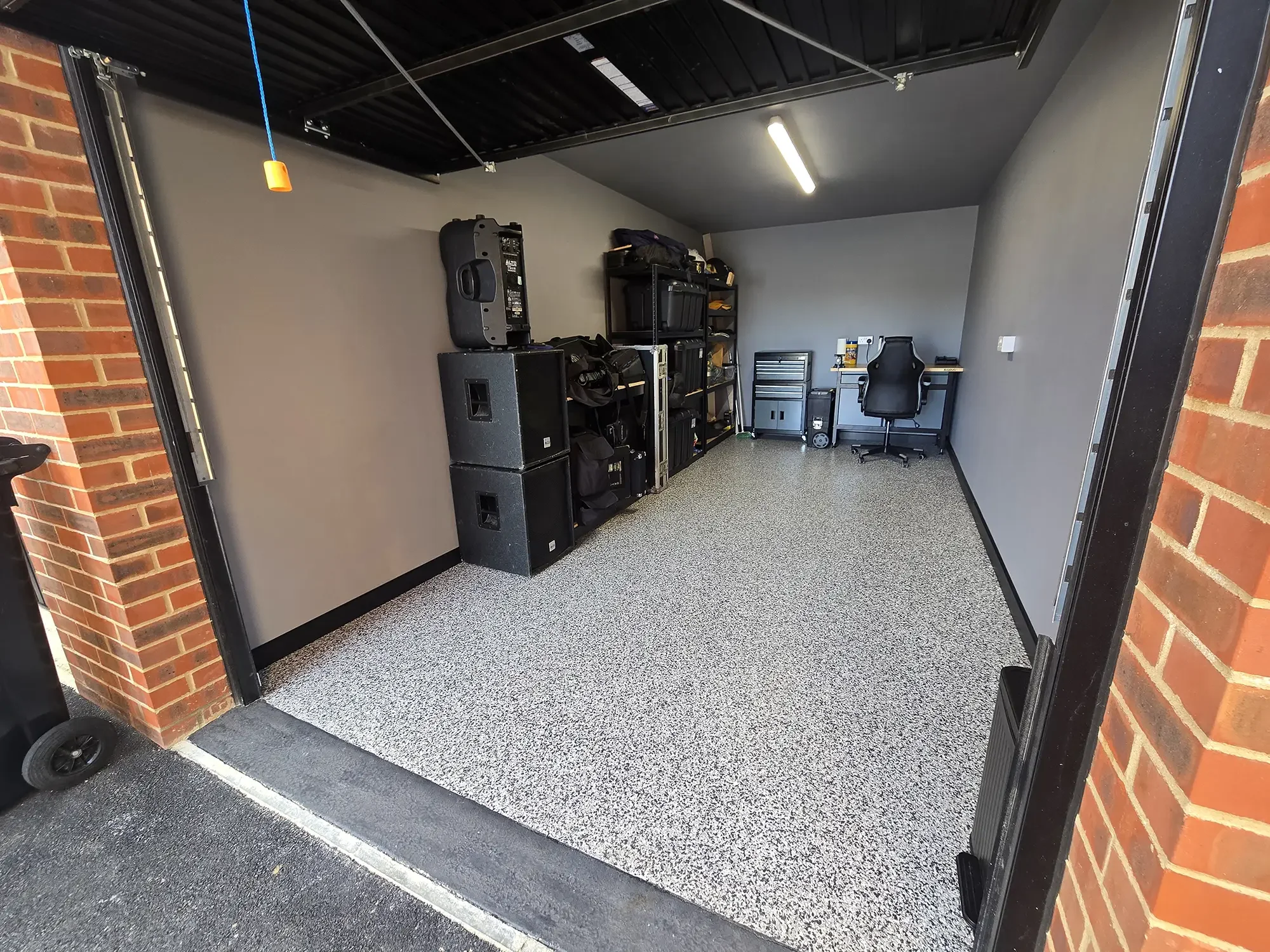 A newly finished resin garage floor.