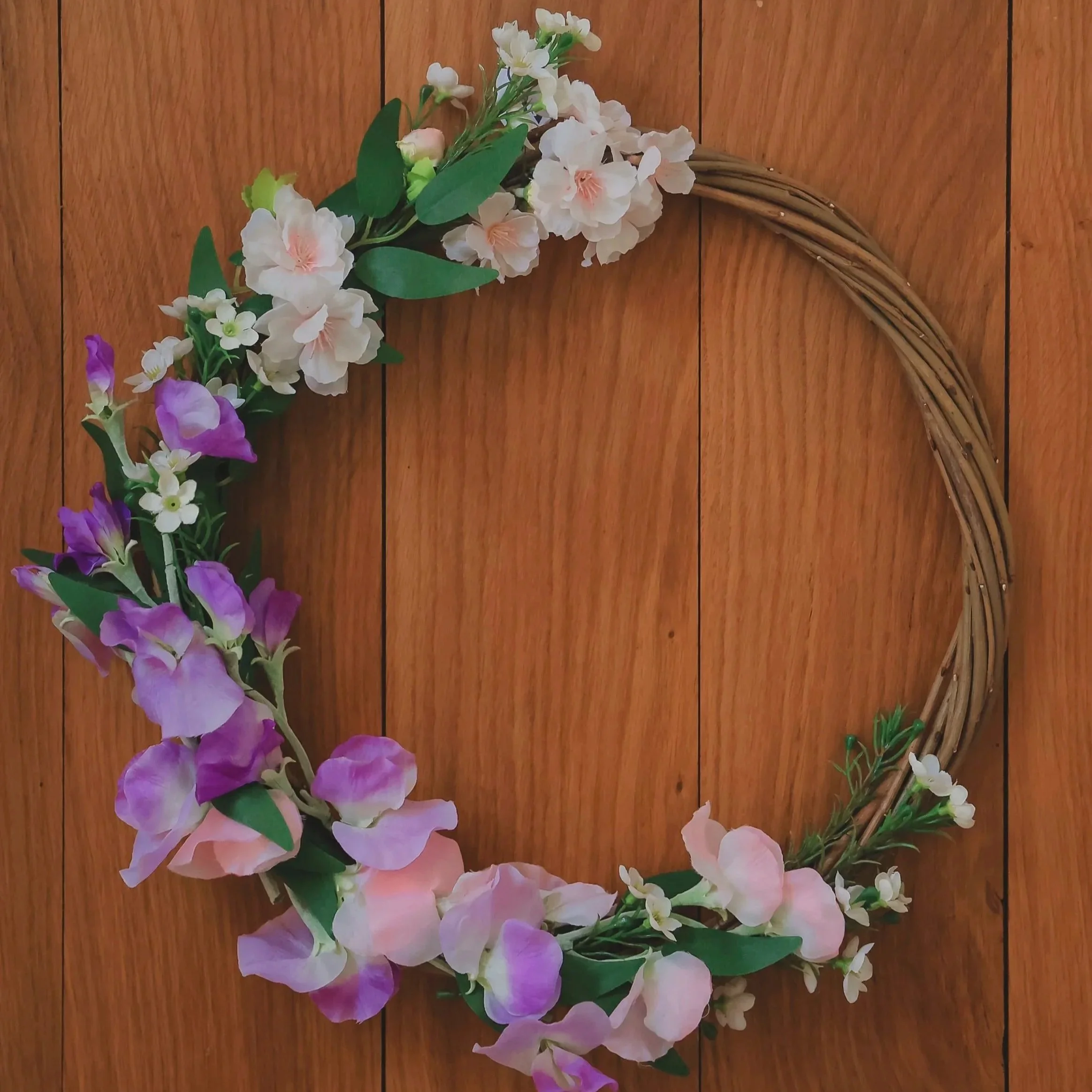 Large Faux Wreath - Sweatpea & Camellia