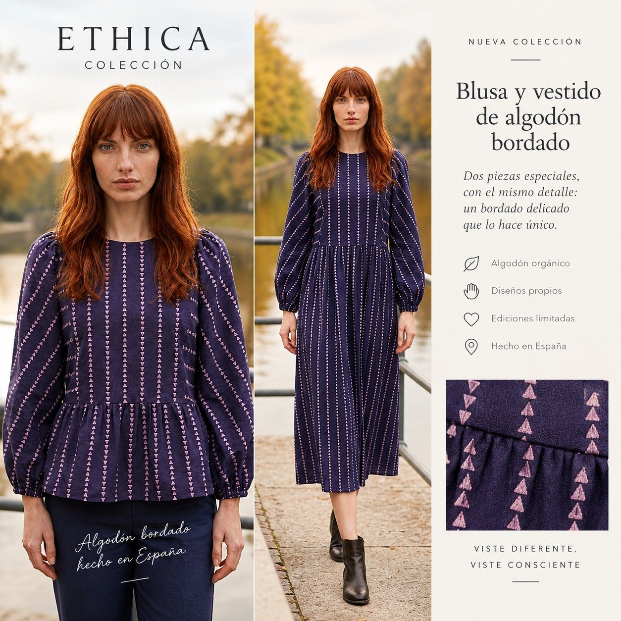 🍂 **NUEVA COLECCI&Oacute;N | Algod&oacute;n bordado**

Hay prendas que hablan por s&iacute; solas. 🤎

Hoy presentamos dos nuevas piezas de **Ethica Colecci&oacute;n**: una blusa y un vestido confeccionados en **algod&oacute;n bordado**, con un deli