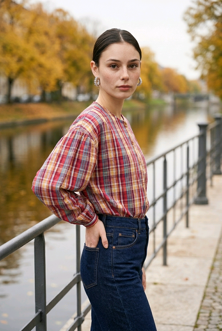 Blusa  de Algodón con Botones de Madera