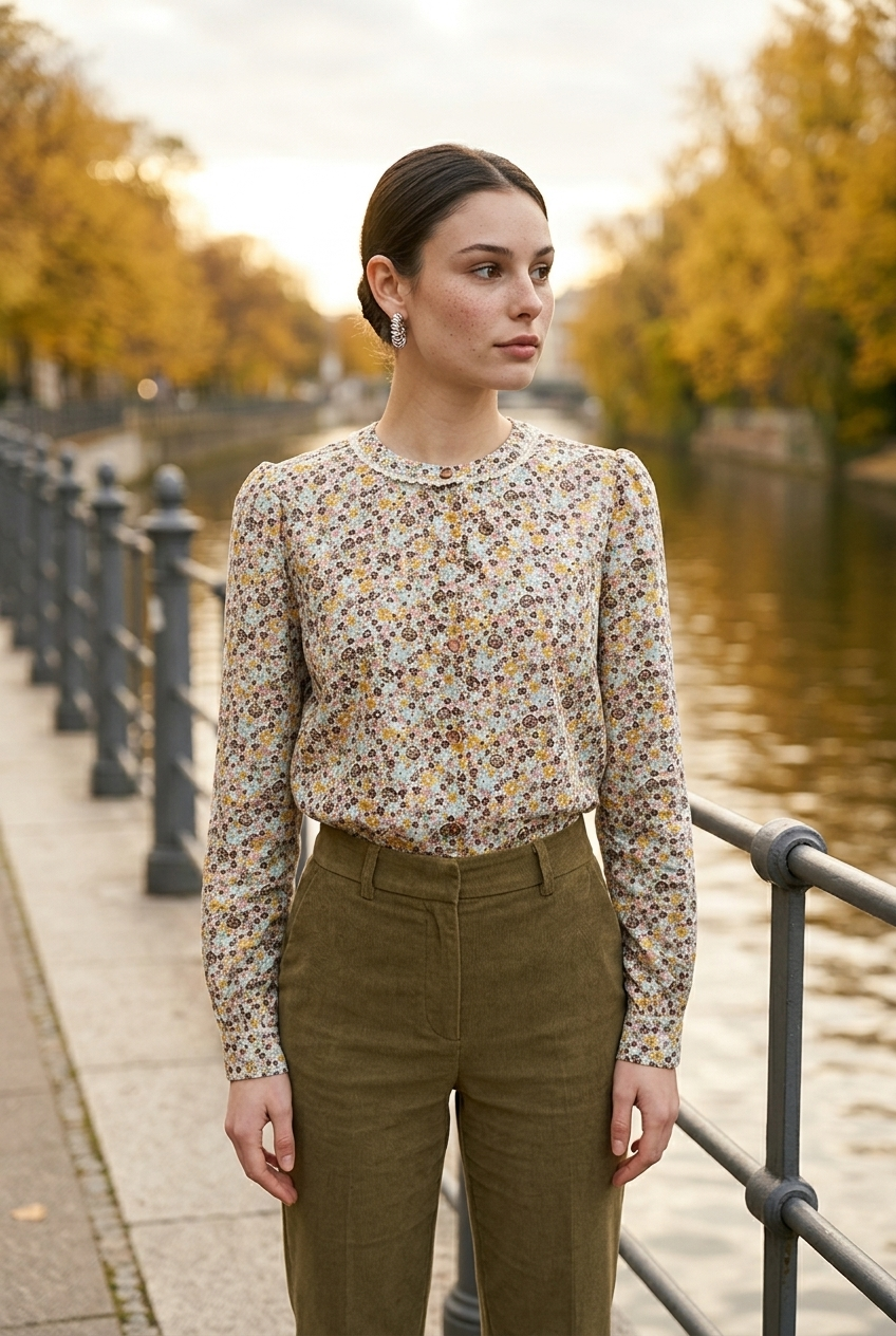 Blusa Estampada con Botones de Madera