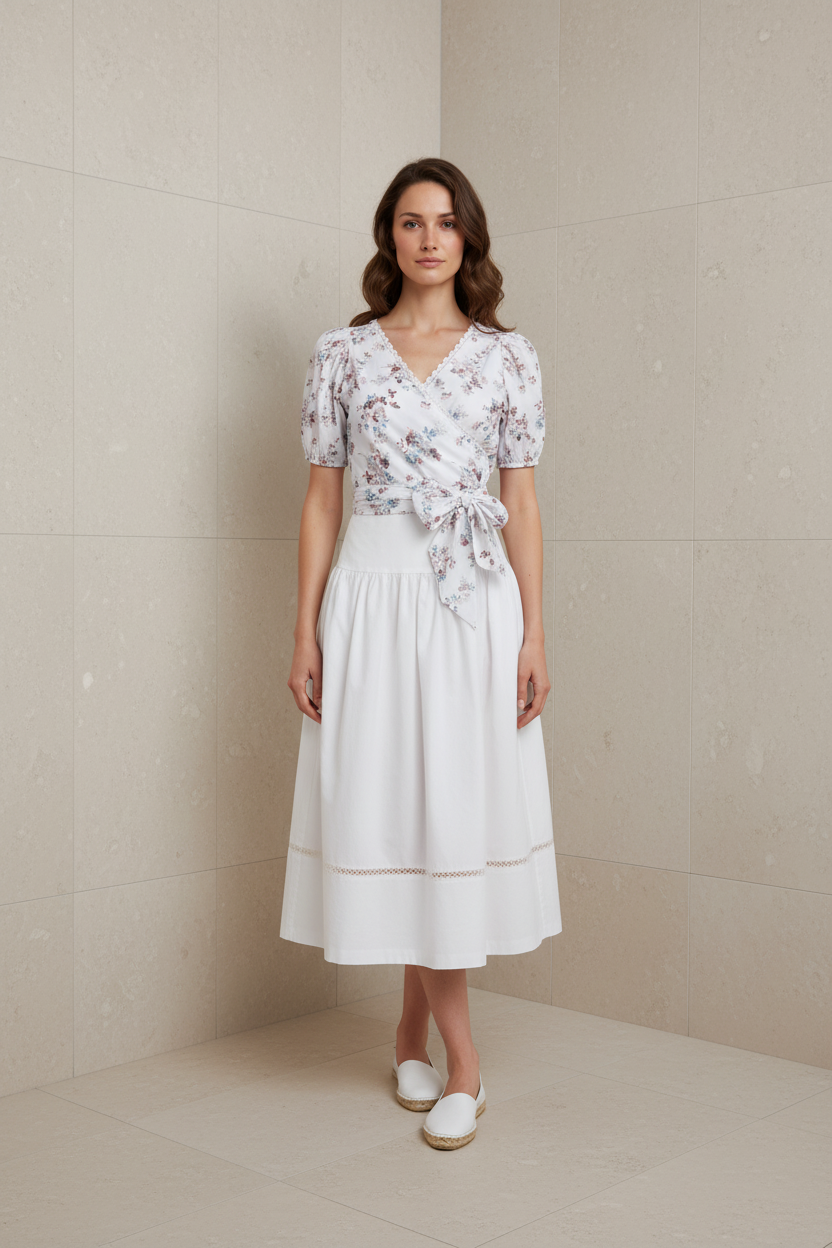 Falda Midi de Algodón