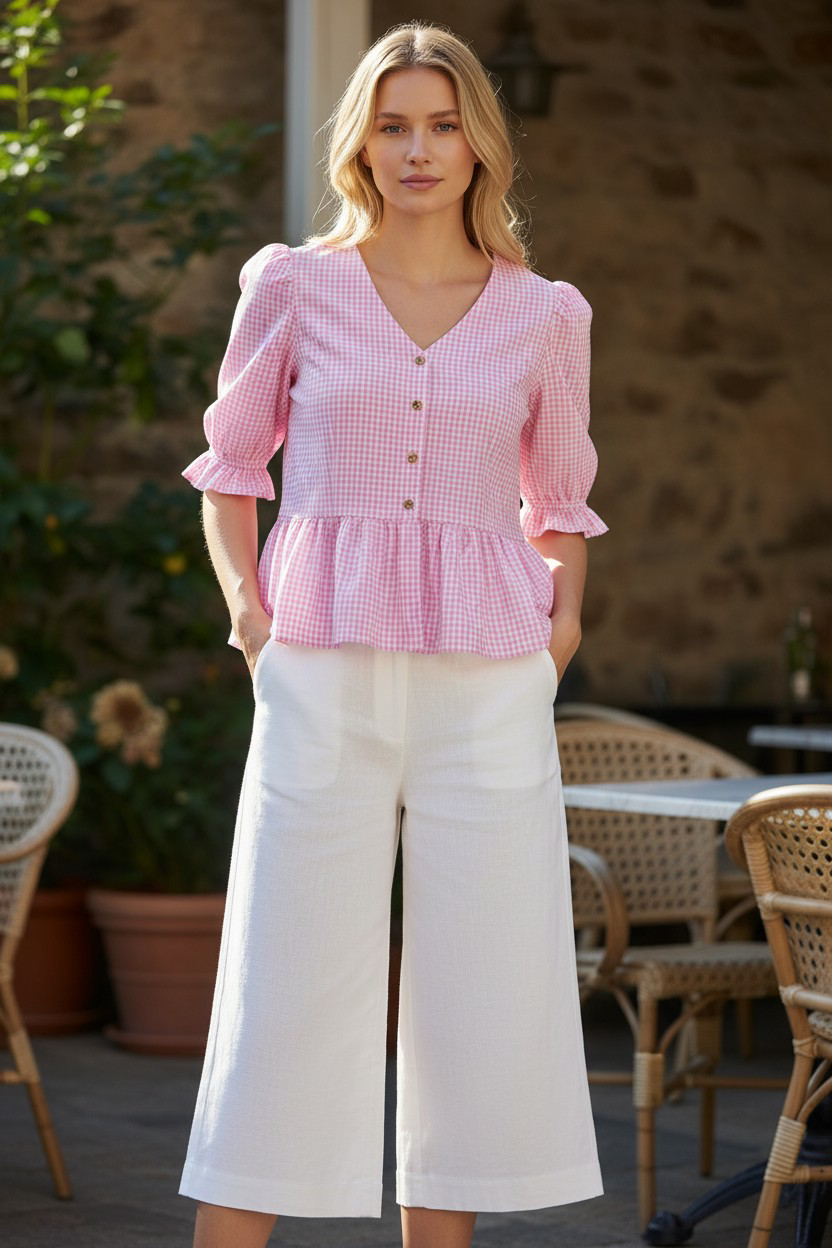 Pantalón de Lino con Bolsillos