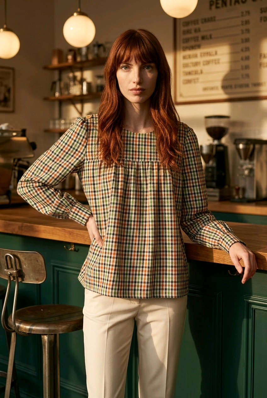 Blusa de Algodón con Botones Decorativos