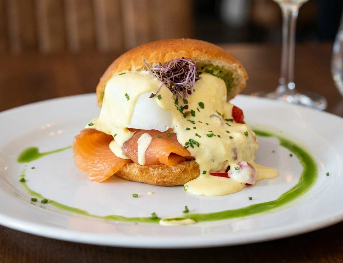 Brioche zalm Benedict
Gepocheerd ei met zalm en hollandaise.

Bestel er een tafel in de zon bij
en je middag is geregeld.

#brasserielavie #groesbeek #nijmegen #lunch #terras #zalmbenedict #lunchtime