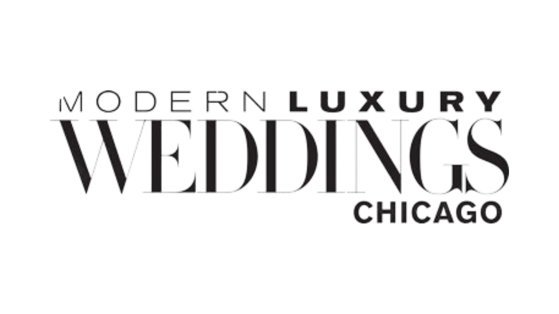 Logo with the text 'Modern Luxury Interiors Chicago' in stylized font with black outline and shadow effect.