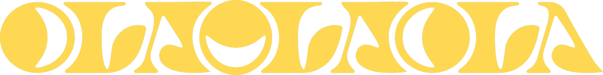 Stylized black text reading 'OLAOLAOLA' on a yellow background.