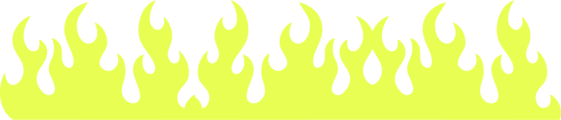 Bright yellow flames with black background, stylized cartoon fire design.
