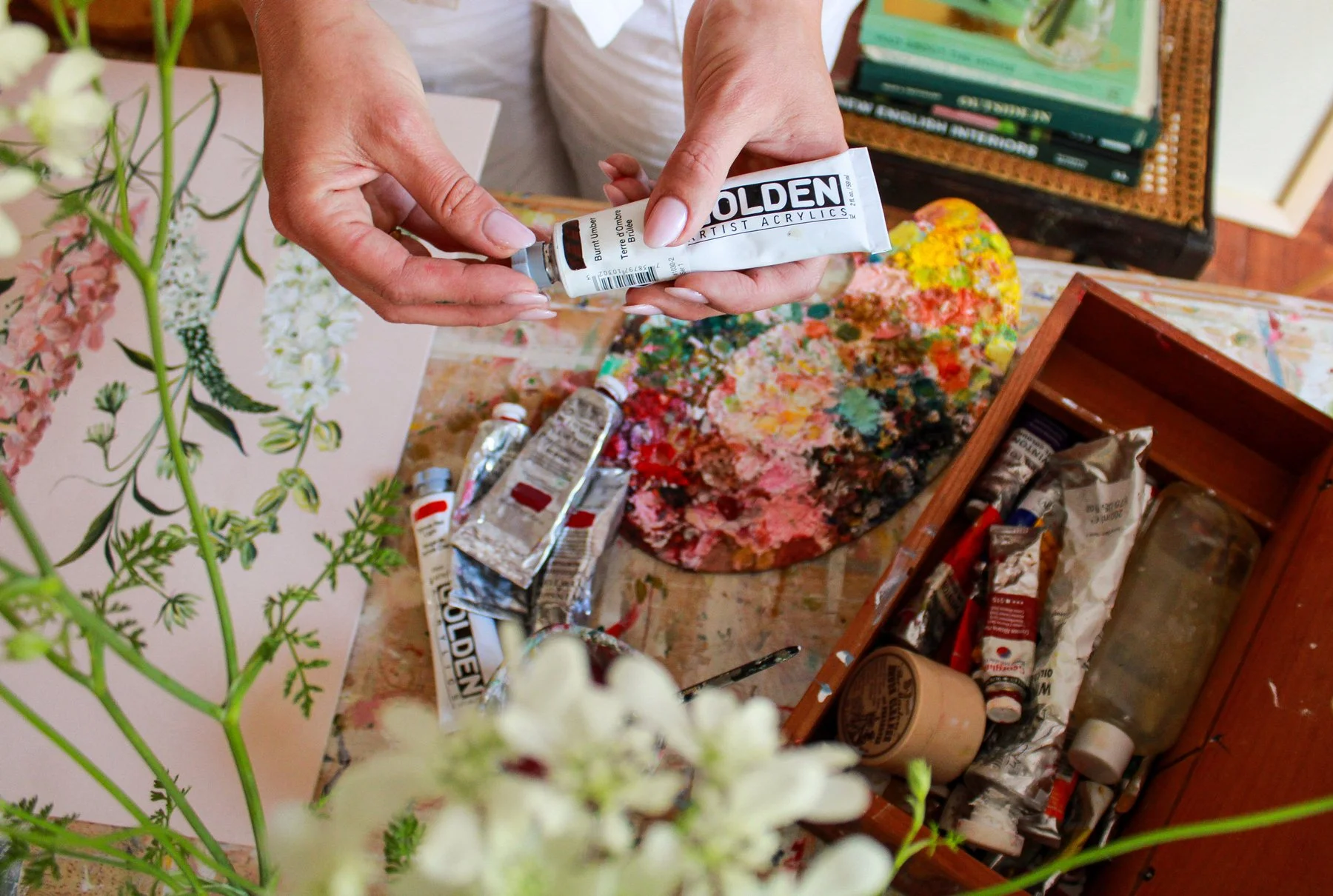 Artist Nay Bellamy at work in her studio