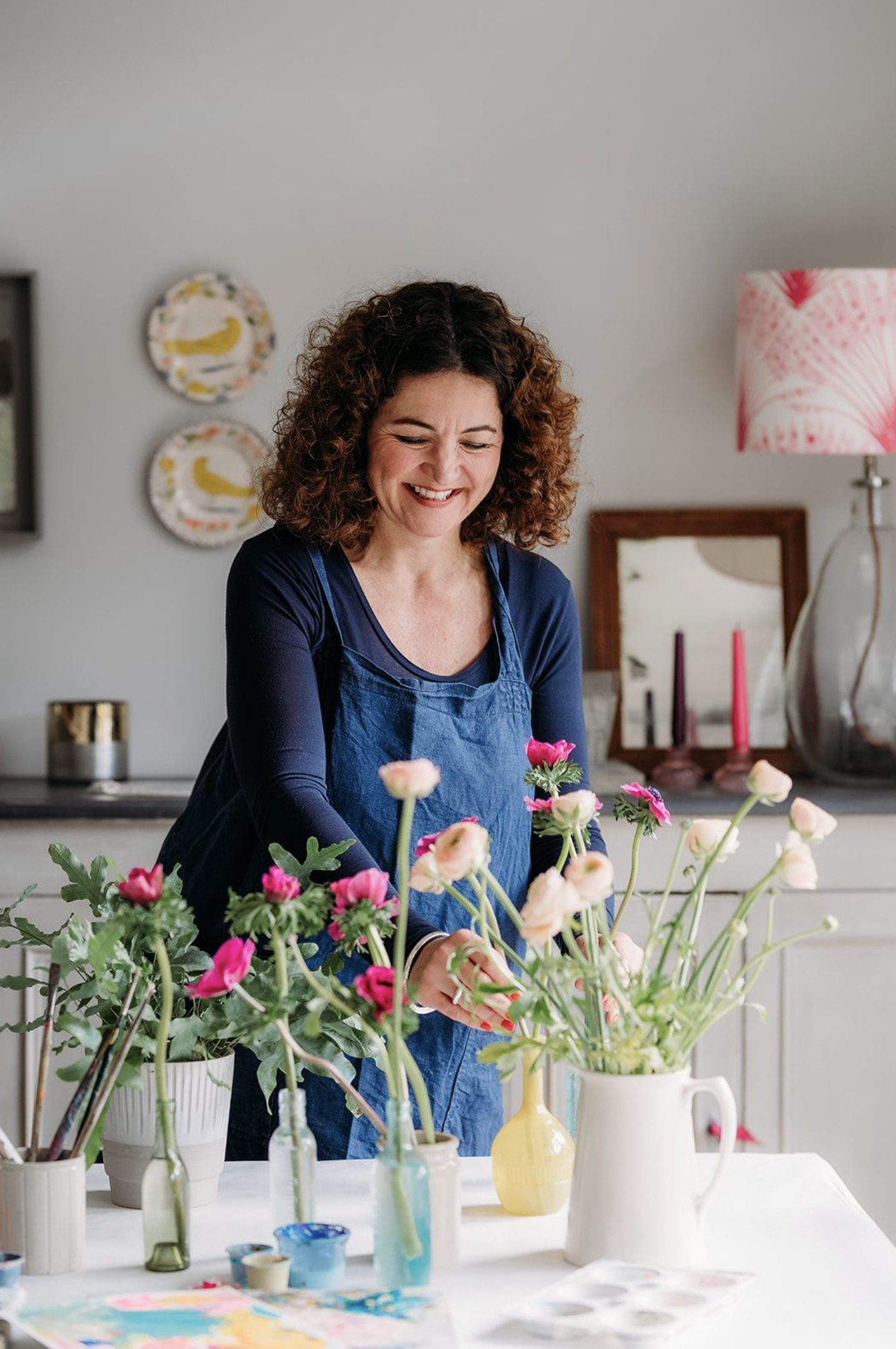 Nina Jex during an art workshop held at her home in Surrey