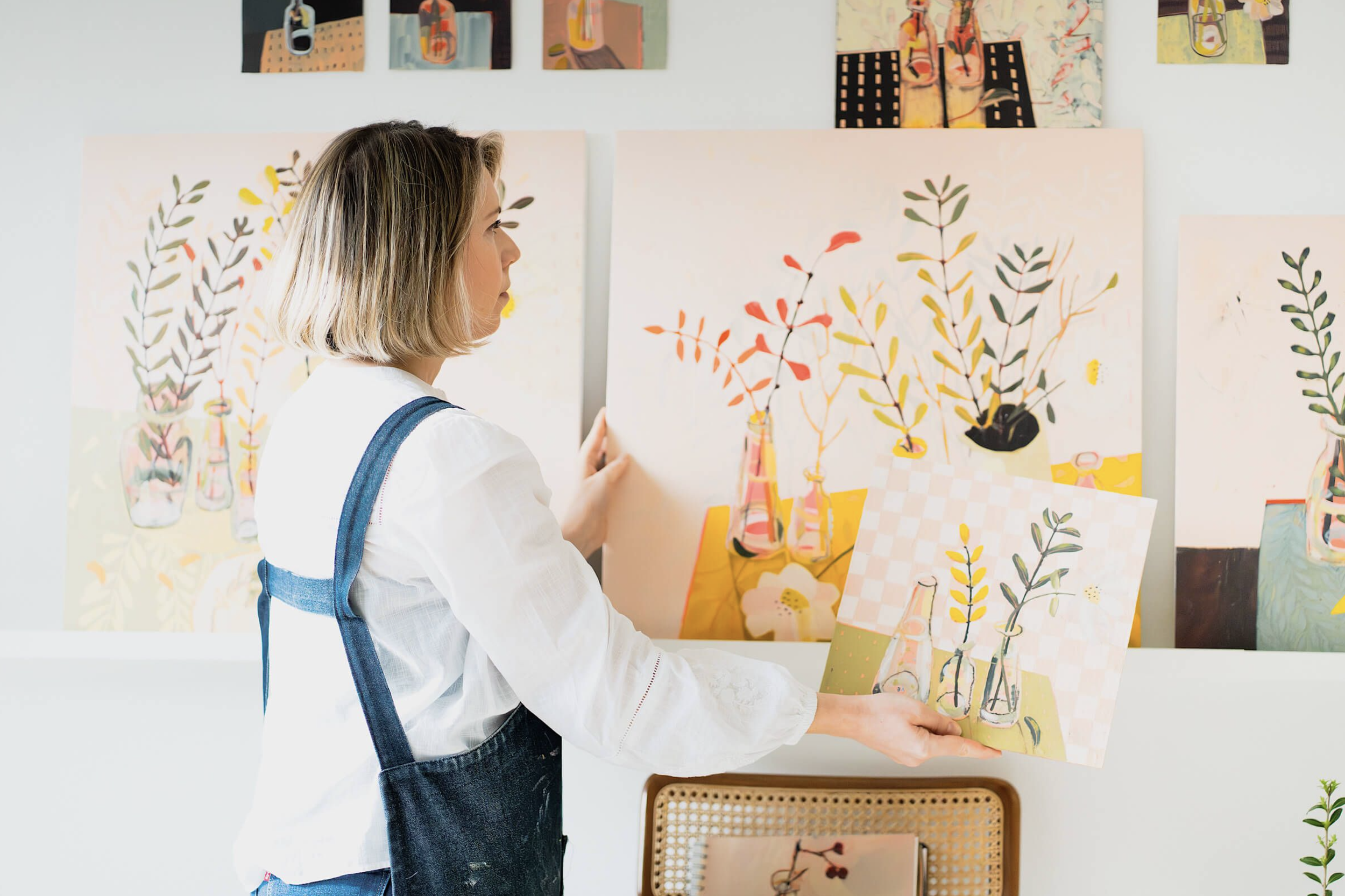 Artist Ali Mackie in her studio