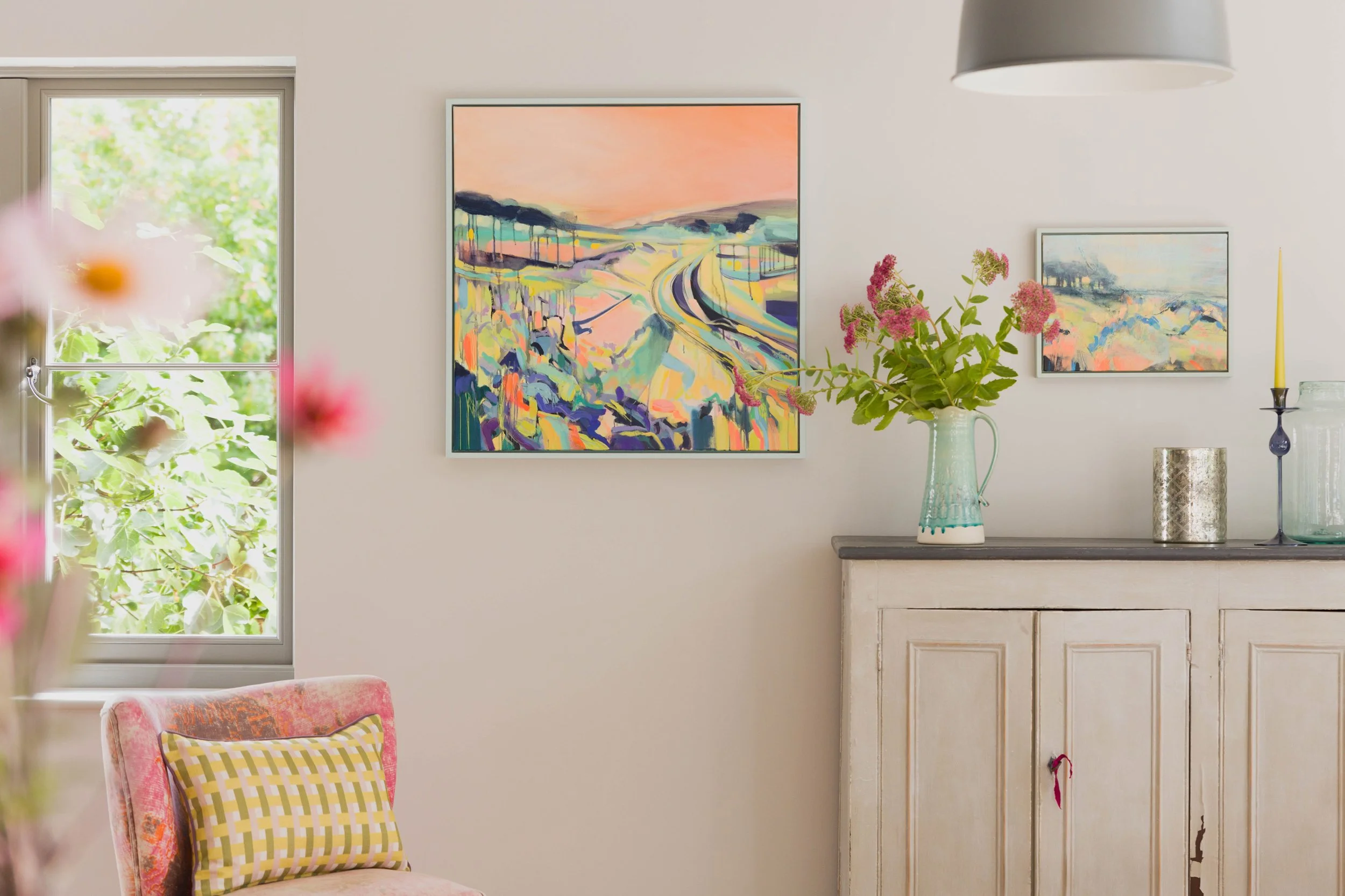 Curator Nina Jex's home gallery near Farnham, Surrey
