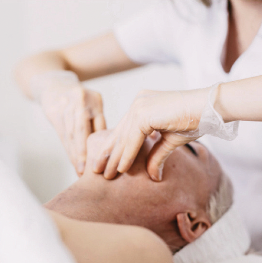 Geometric drawing of an outline square with sections divided by vertical, horizontal, and half circle lines.