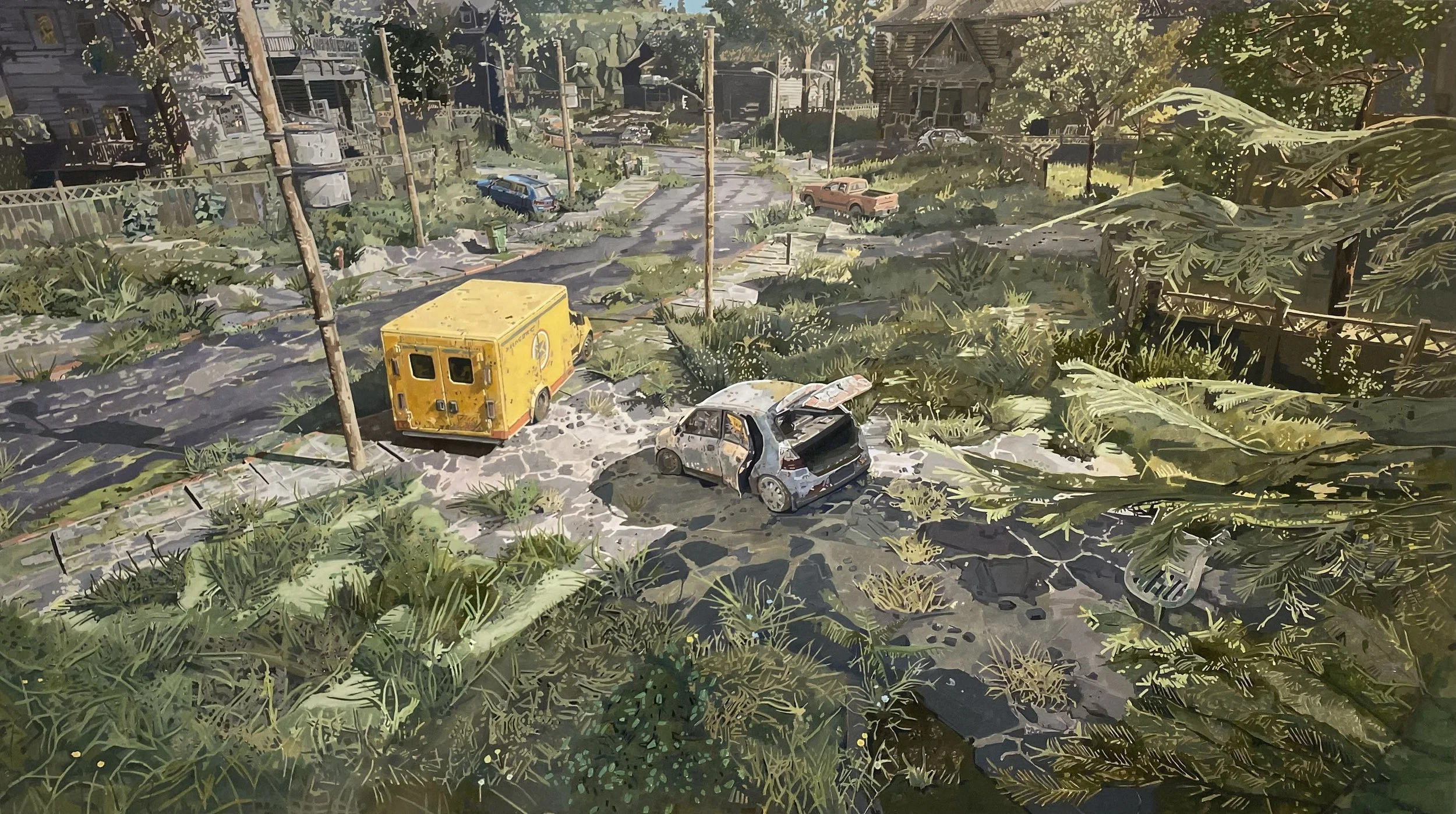 'Unreal Apocalypse I' 2025, Oil on canvas, 168 x 300 cms

