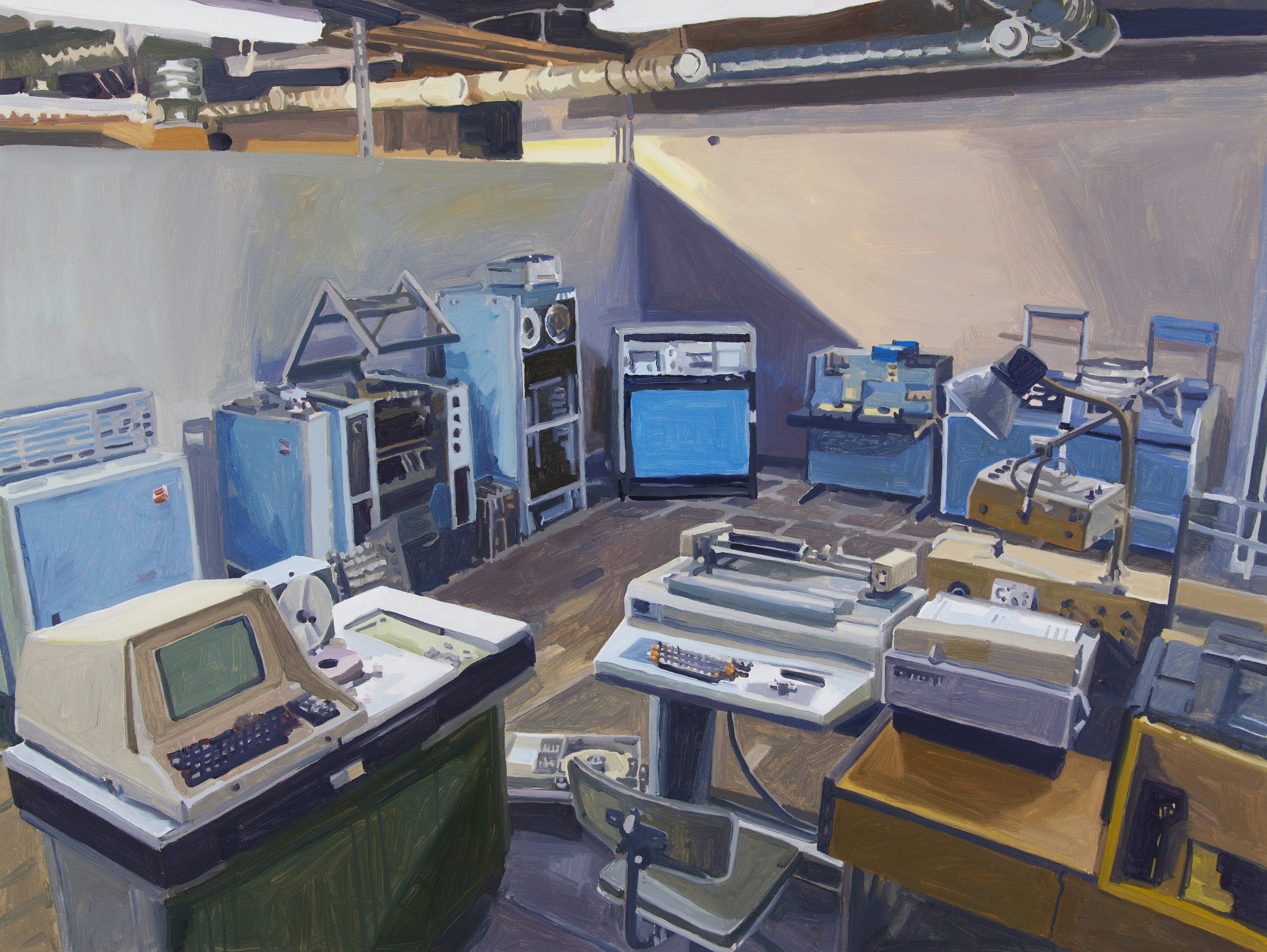 'Computer Museum II' 2023, Oil on canvas, 80 x 120cms