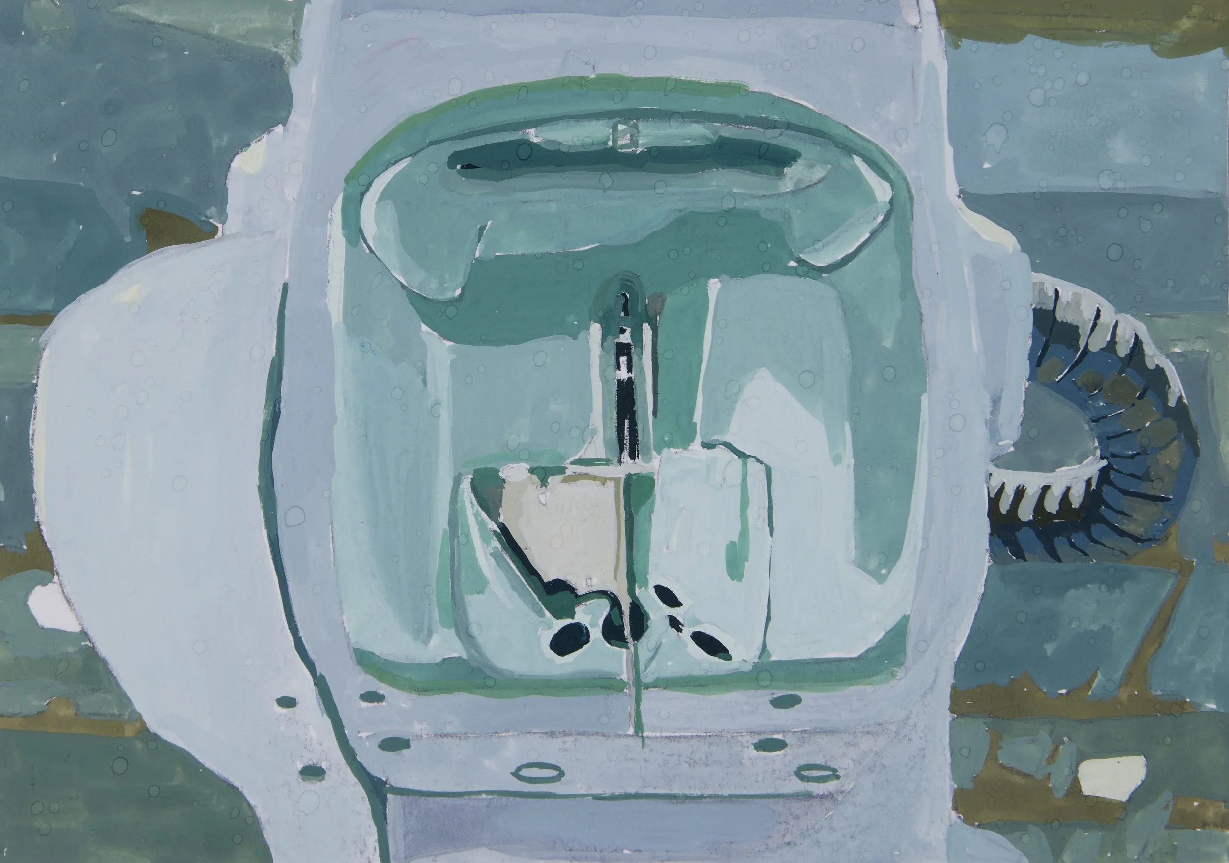 'Neuralink' 2020, Gouache on paper, 14 x 20 cms