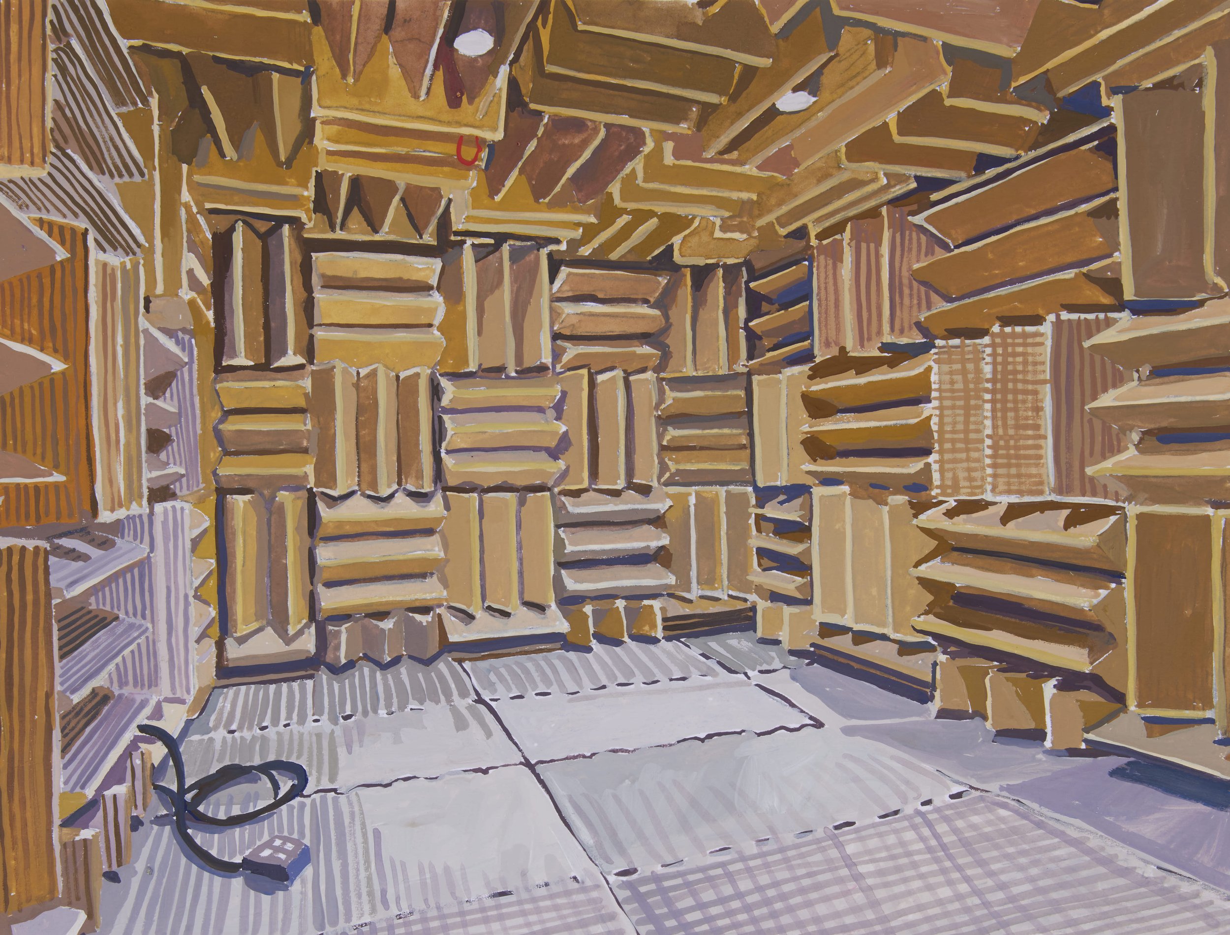 'Echo Chamber' 2023, Gouache on paper, 24 x 31 cms