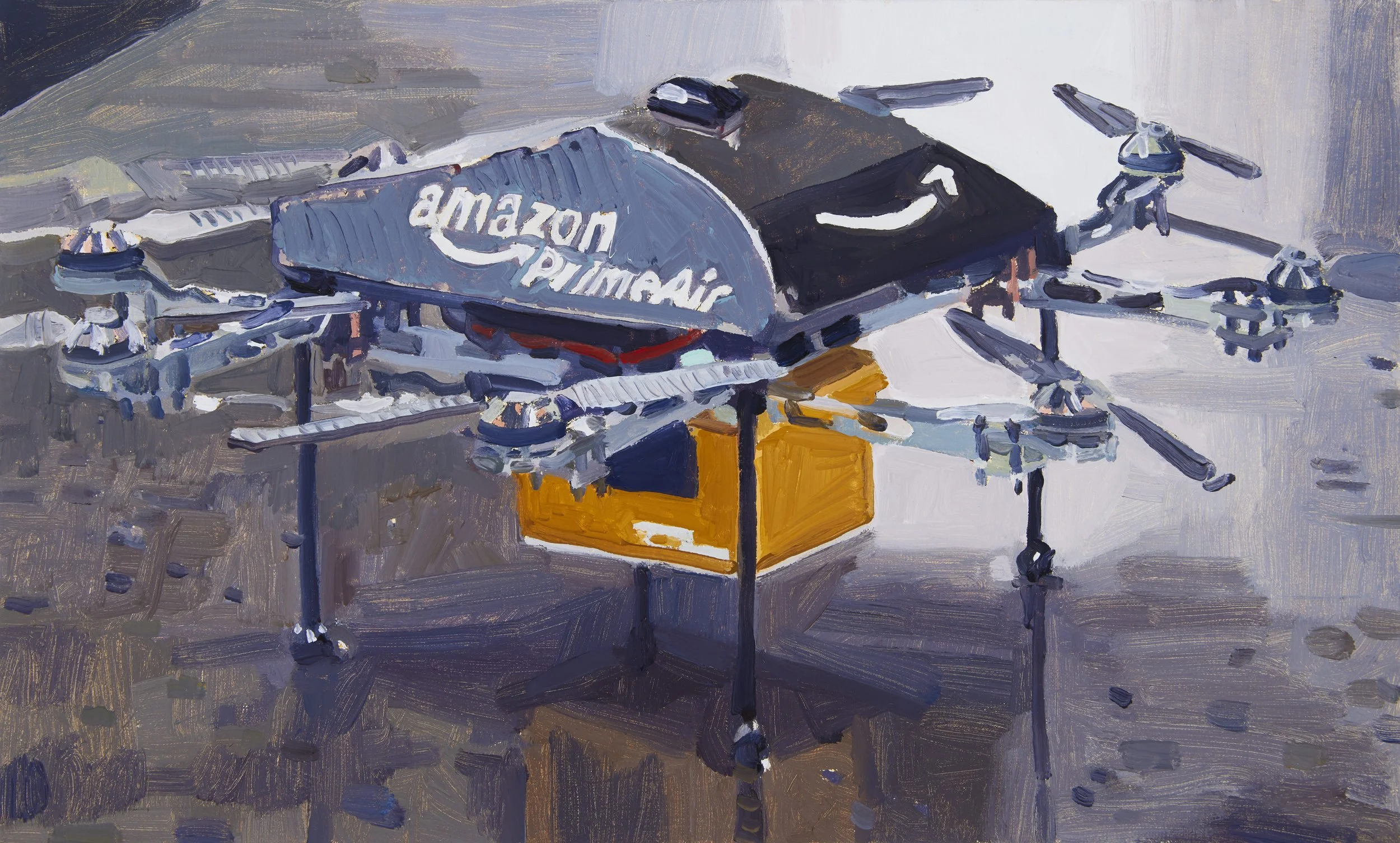 'Drone II' 2022, Oil on canvas, 23 x 38 cms