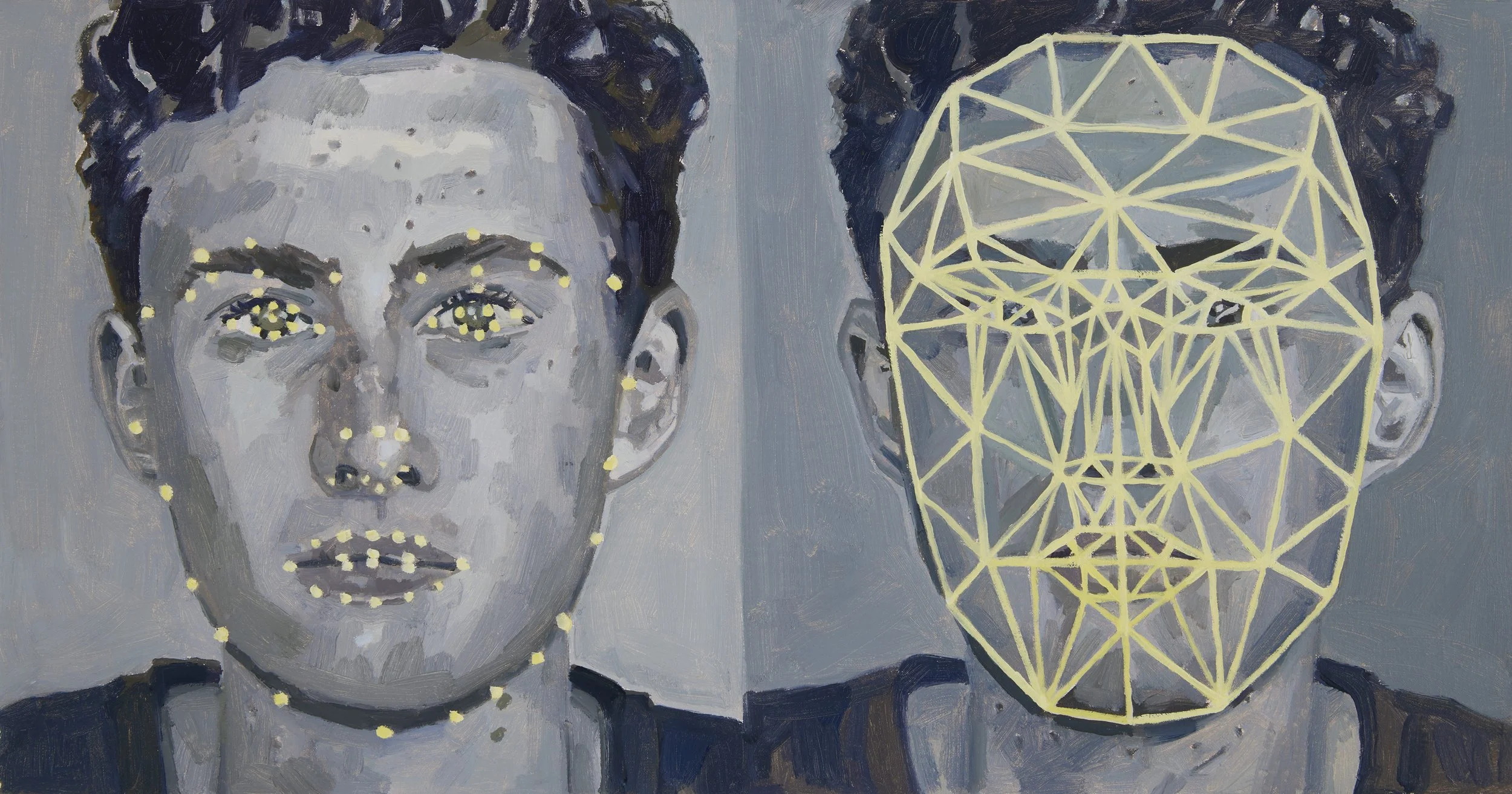 'Deep Fake' 2020, Gouache on paper, 20 x40 cms