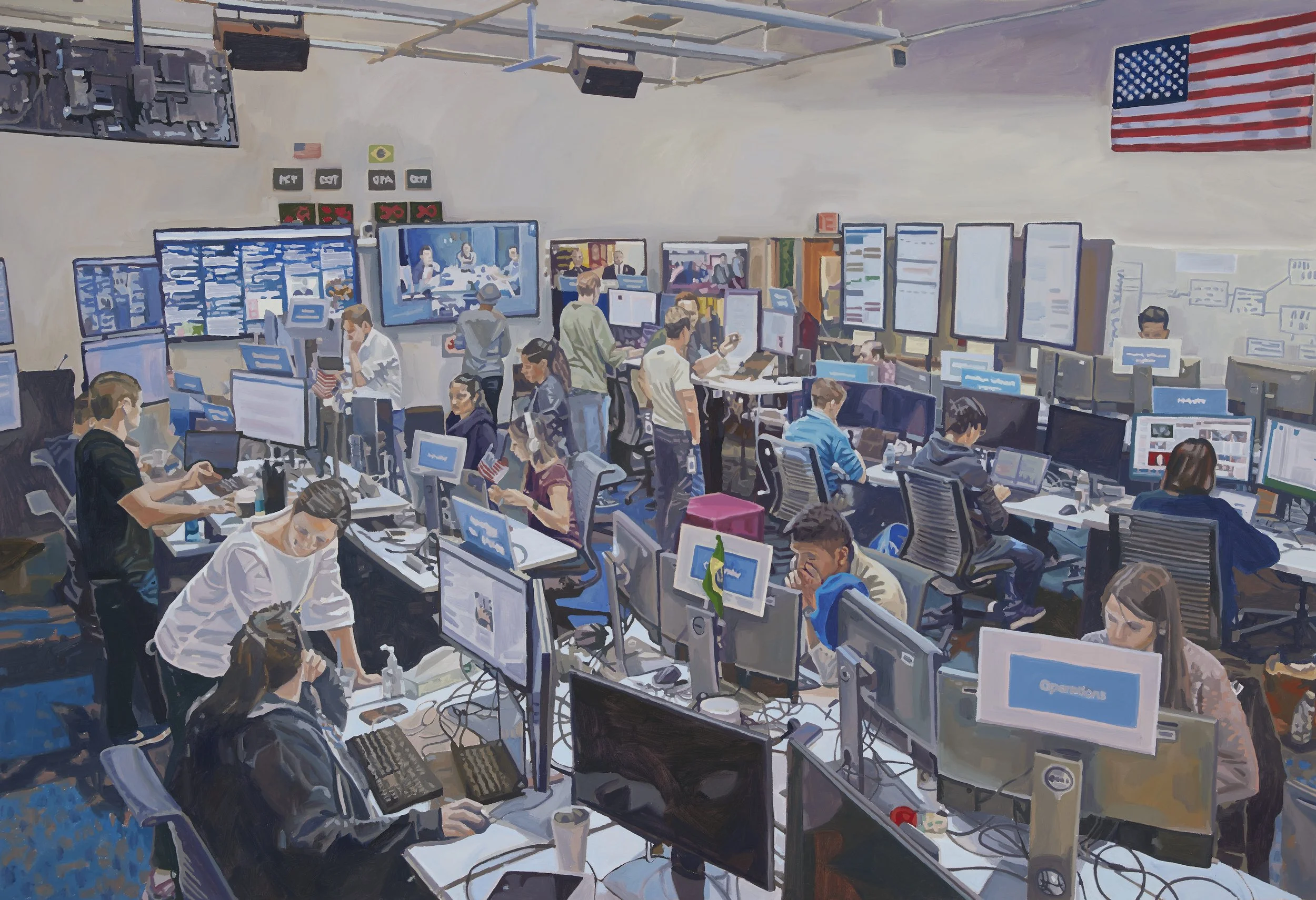 'Fake News War Room' 2019, Oil on canvas, 130 x 150 cms