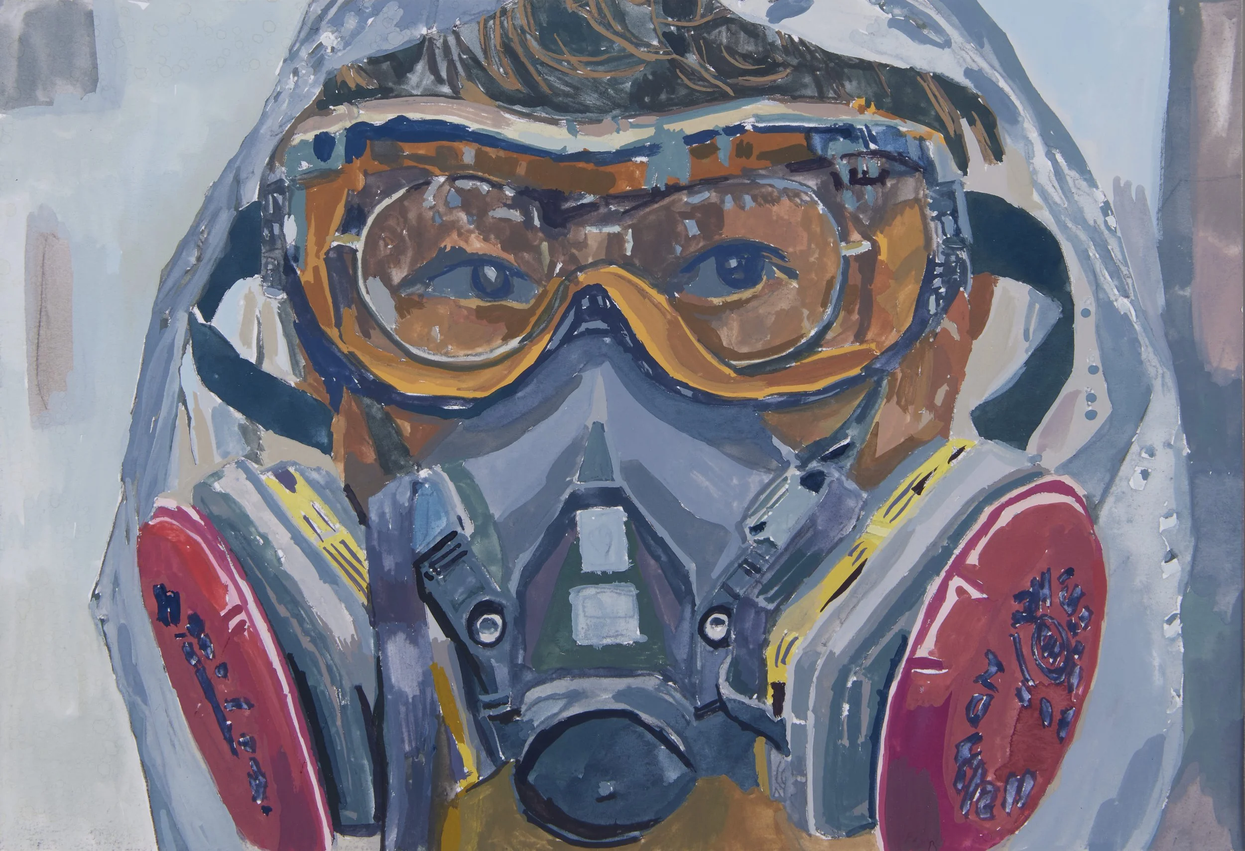 'Student Protester II' 2020, Gouache on paper, 18 x 27 cms