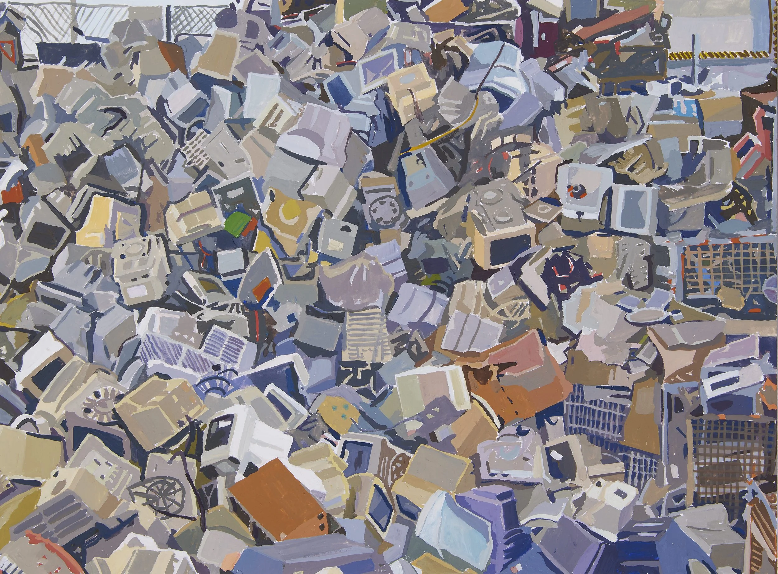 'E-Waste' 2023, Gouache on paper, 27 x 37 cms