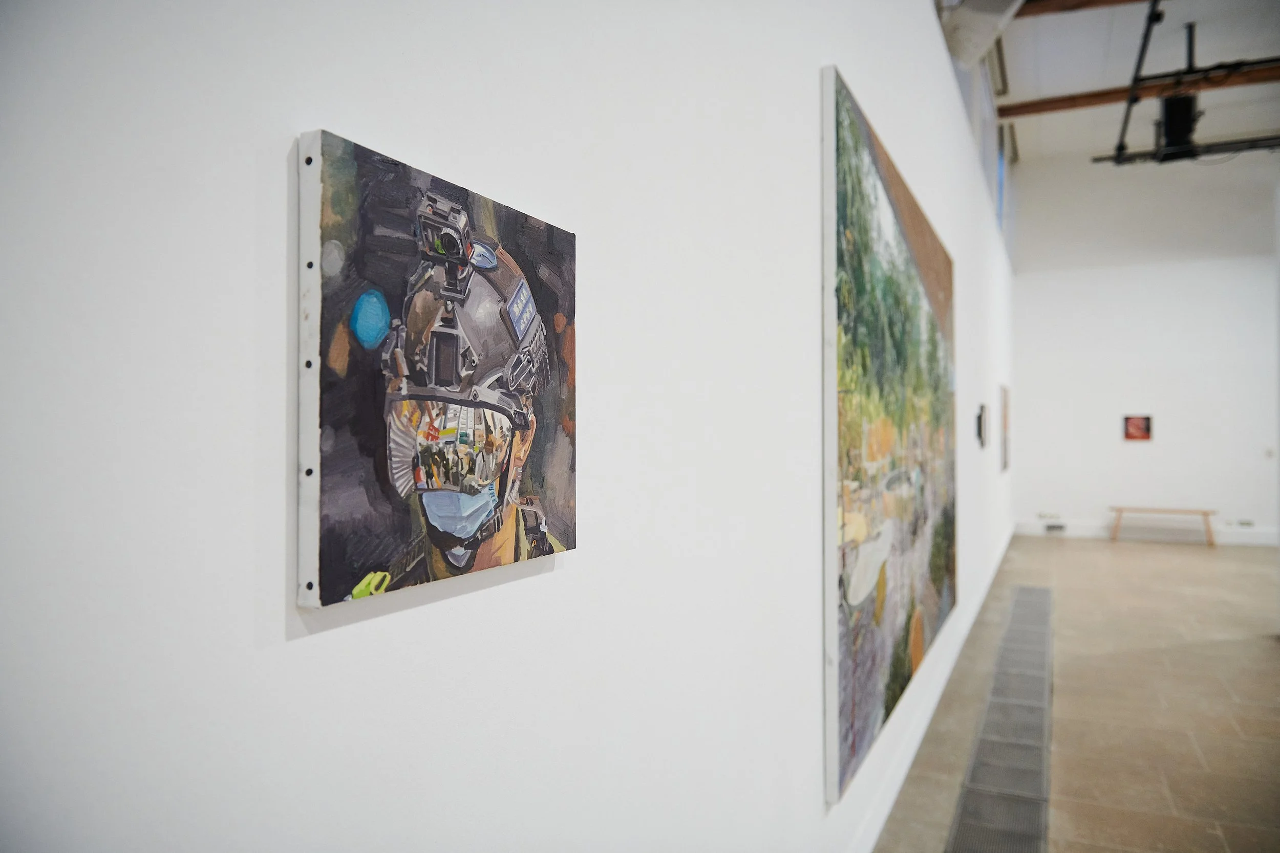 'Riot Police' &amp; 'Co–Workers (Second Home)', installation view 'Empathy Lab' CCI Paris, 2023
