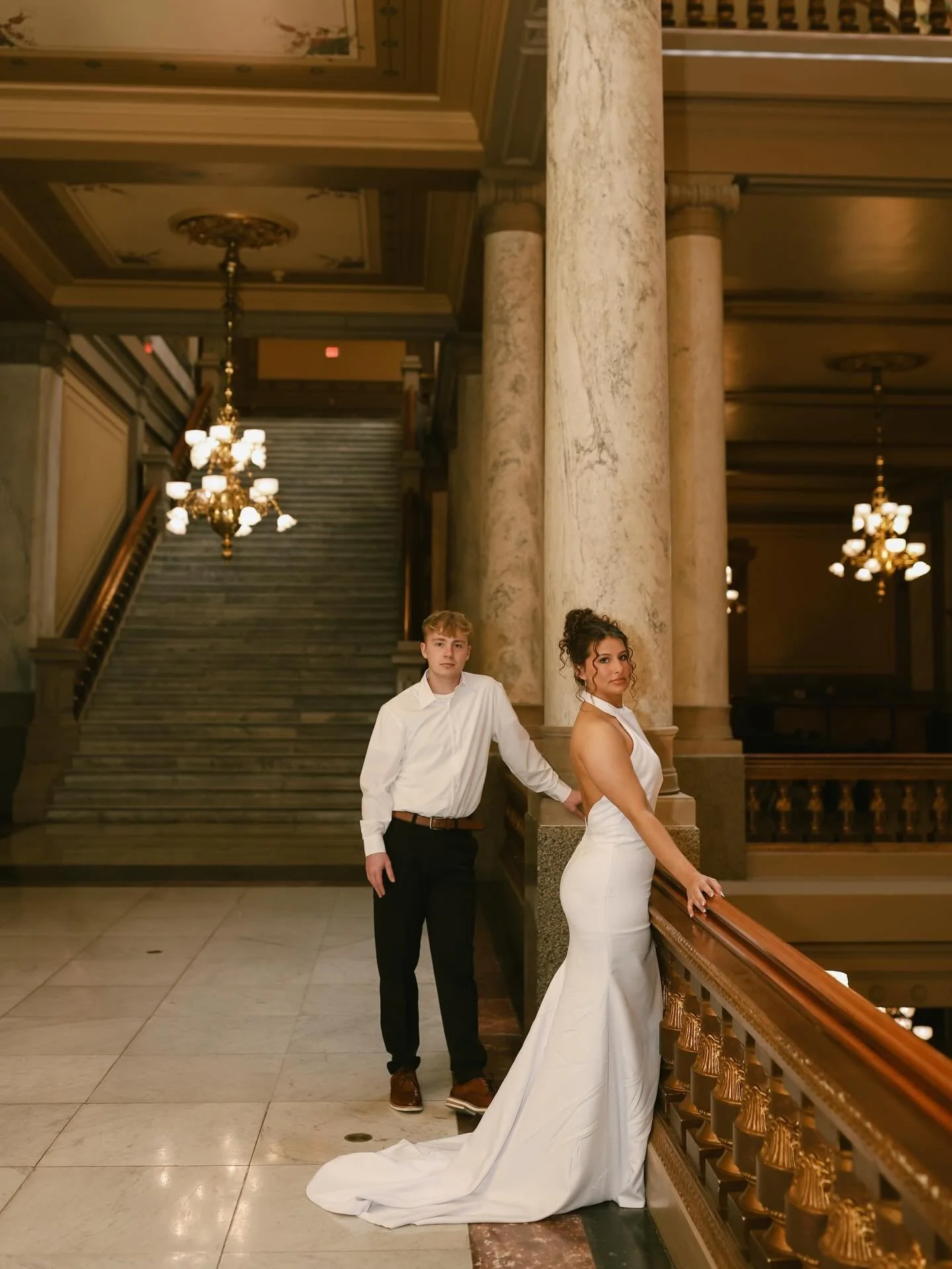 Kayla + Austin // a little nudge toward timeless love at the statehouse✨💍 
-
-

key words:
engagement, Indiana engagement session, historic venue photos, timeless love, romantic engagement photos, soft light photography, intimate couple session, cla