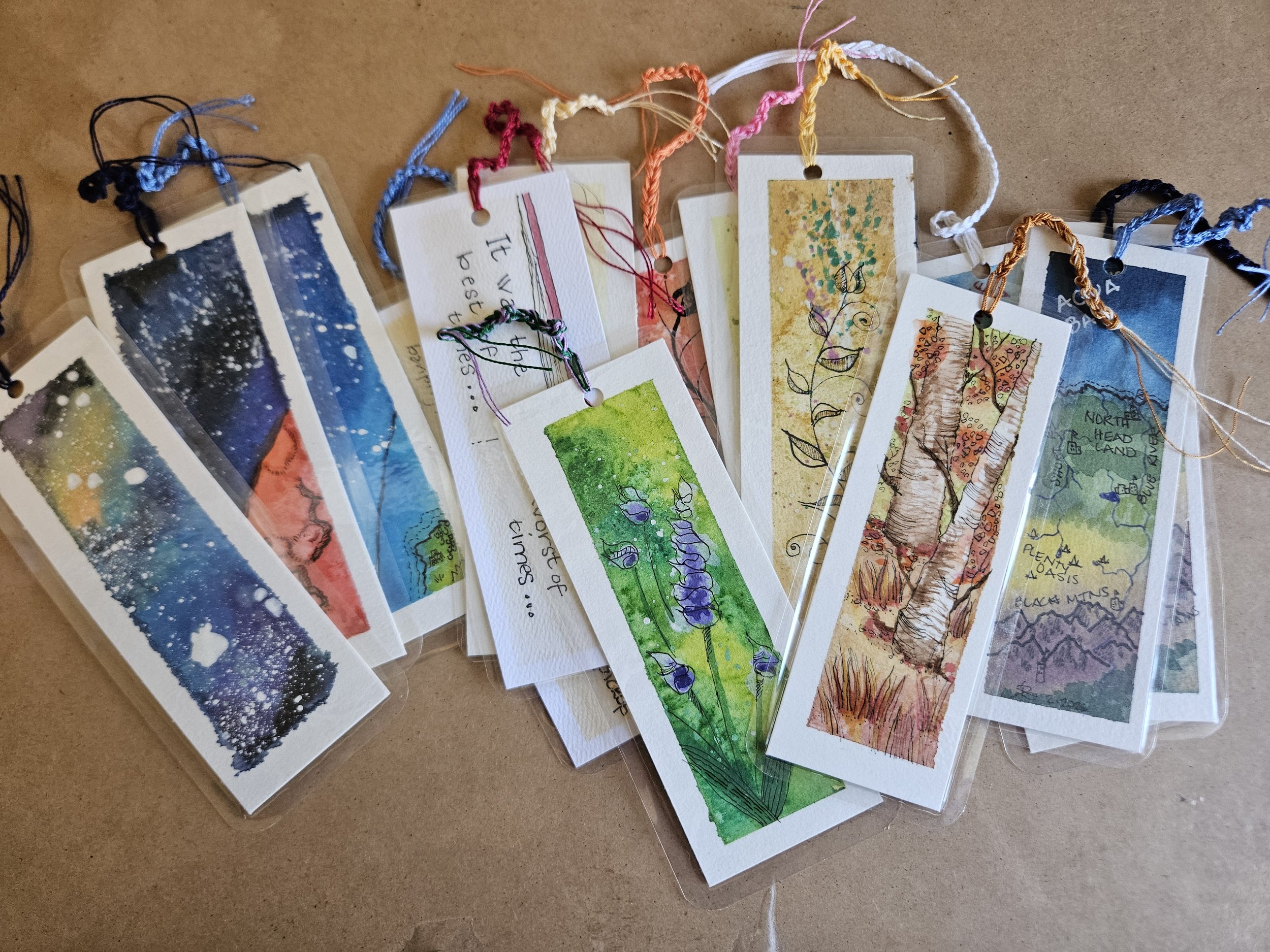 Handmade Laminated Bookmarks with Crochet Ribbon
