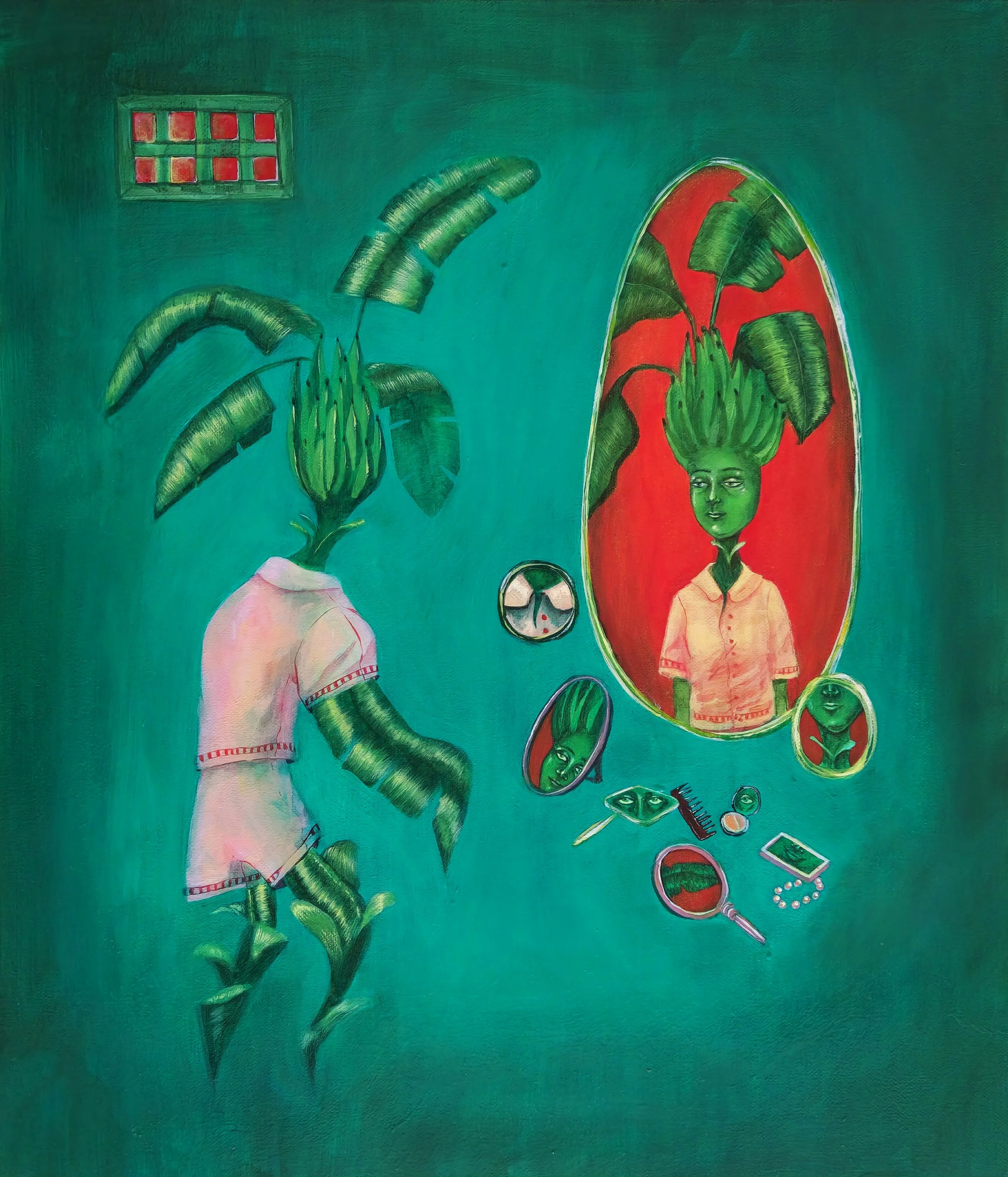 Body Checking, acrylic and oil on canvas, 52x41cm, 2026.
