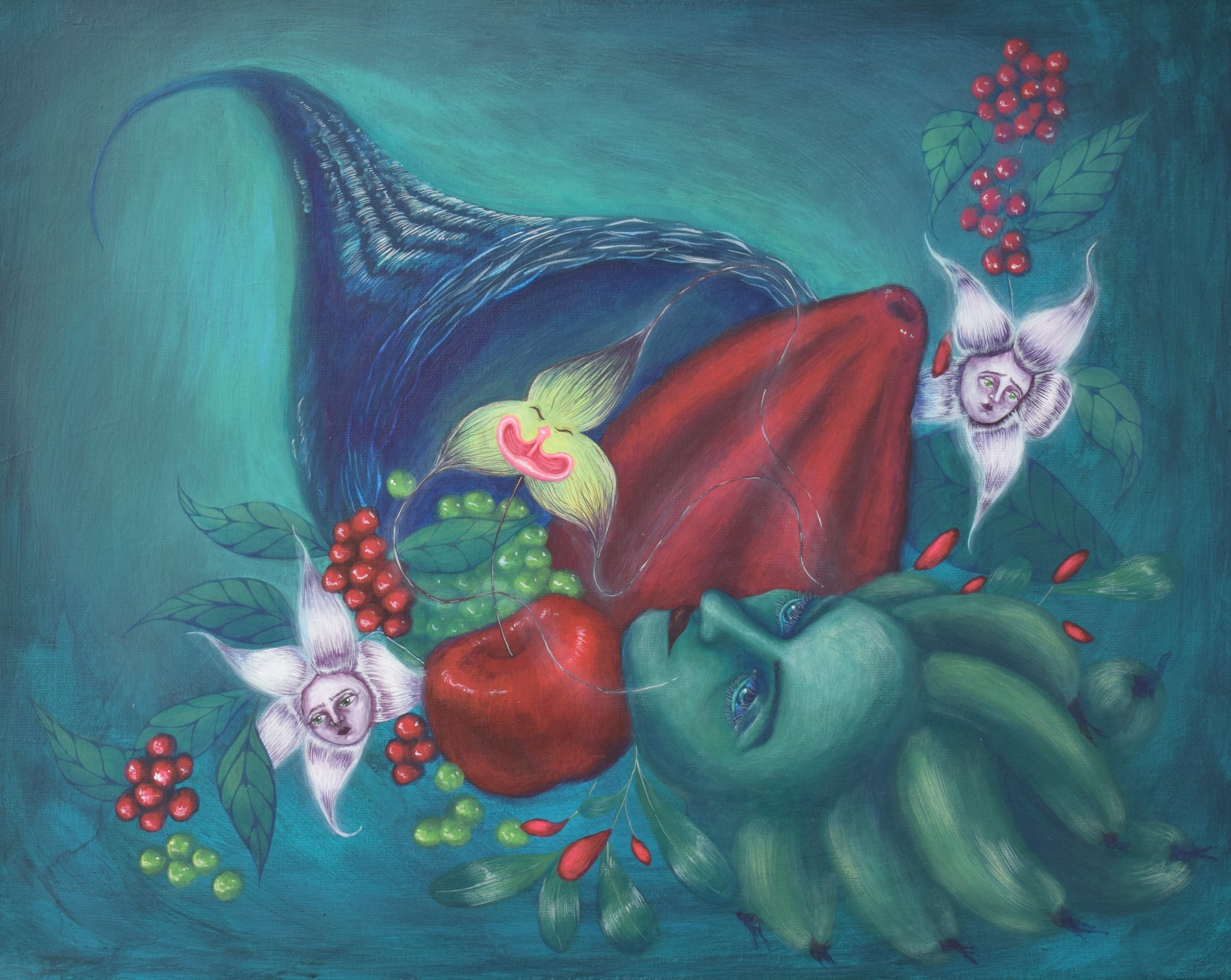 Cornucopia or to live poor on a rich land, acrylic on canvas, 40x50cm, 2026