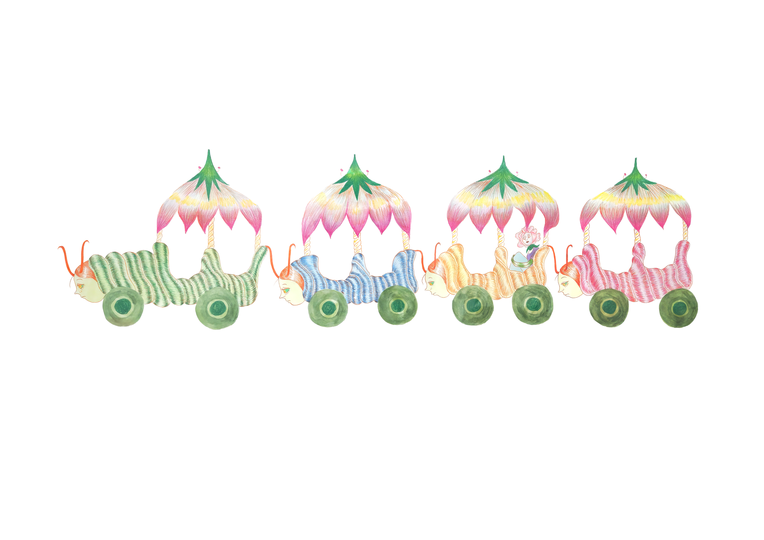 The women before me, mixed media on paper, 59.4×84.1 cm