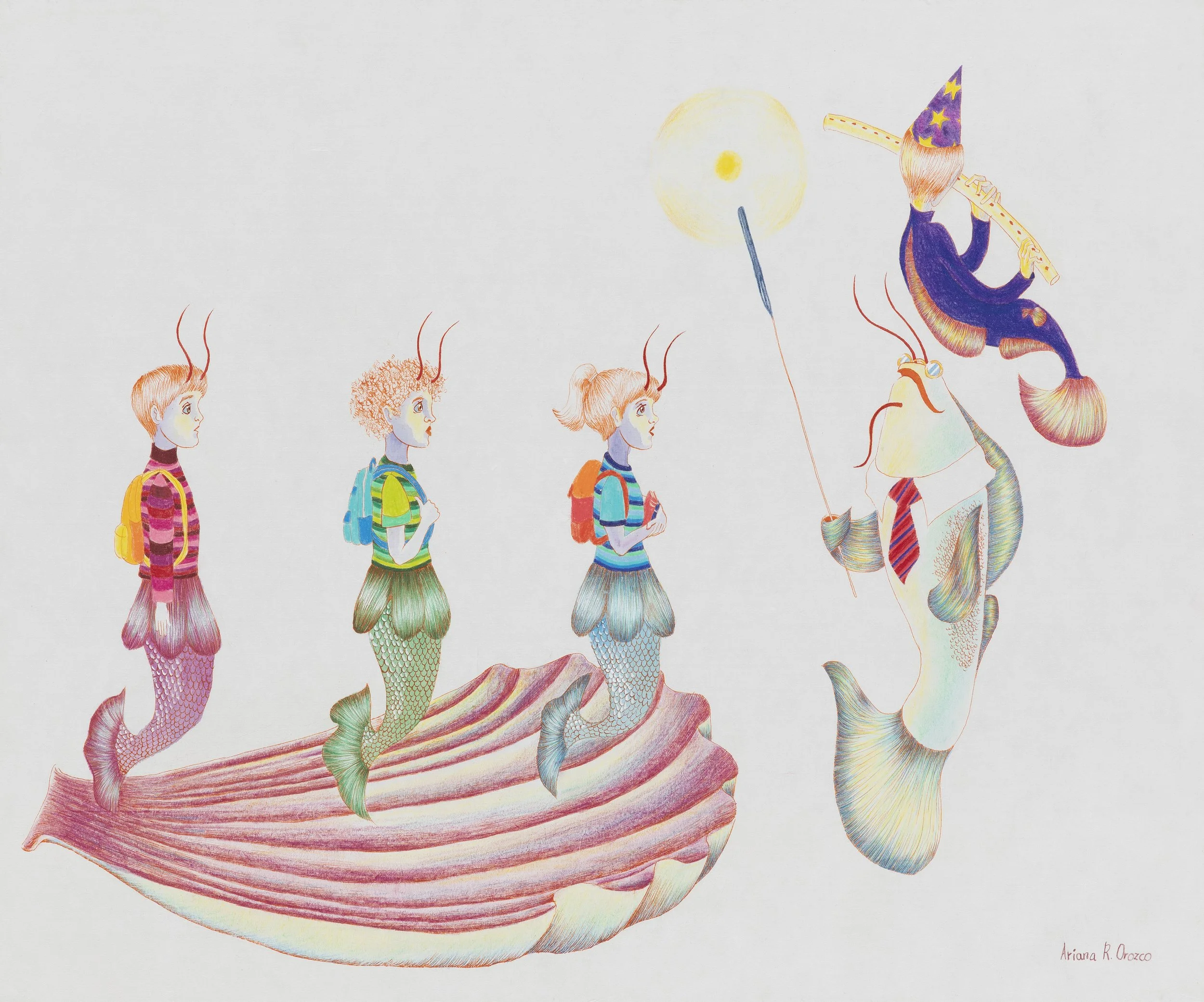 Border Crossers, mixed media on hanji, 61x73cm