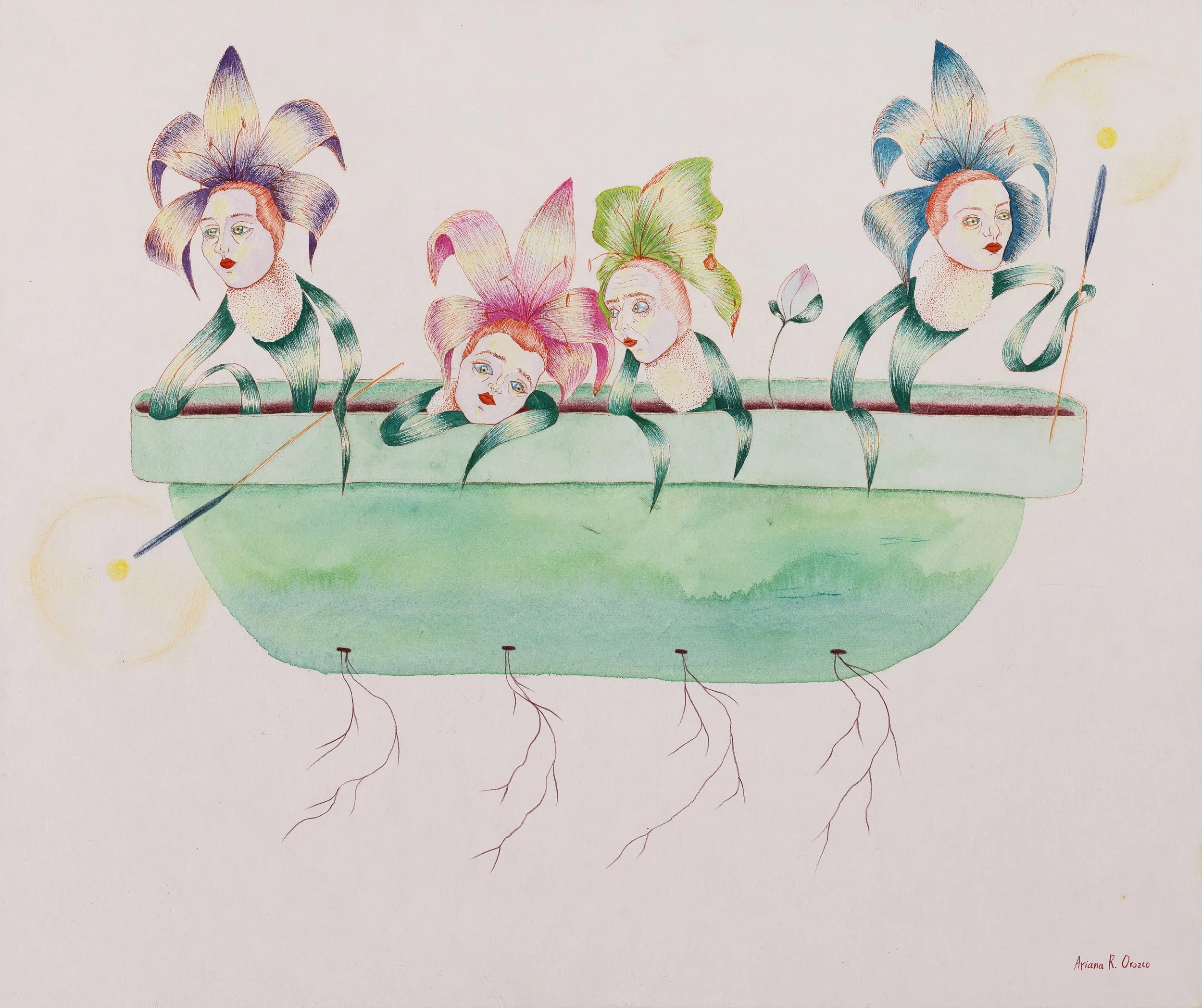 Refugee Boat, mixed media on hanji, 61x73cm