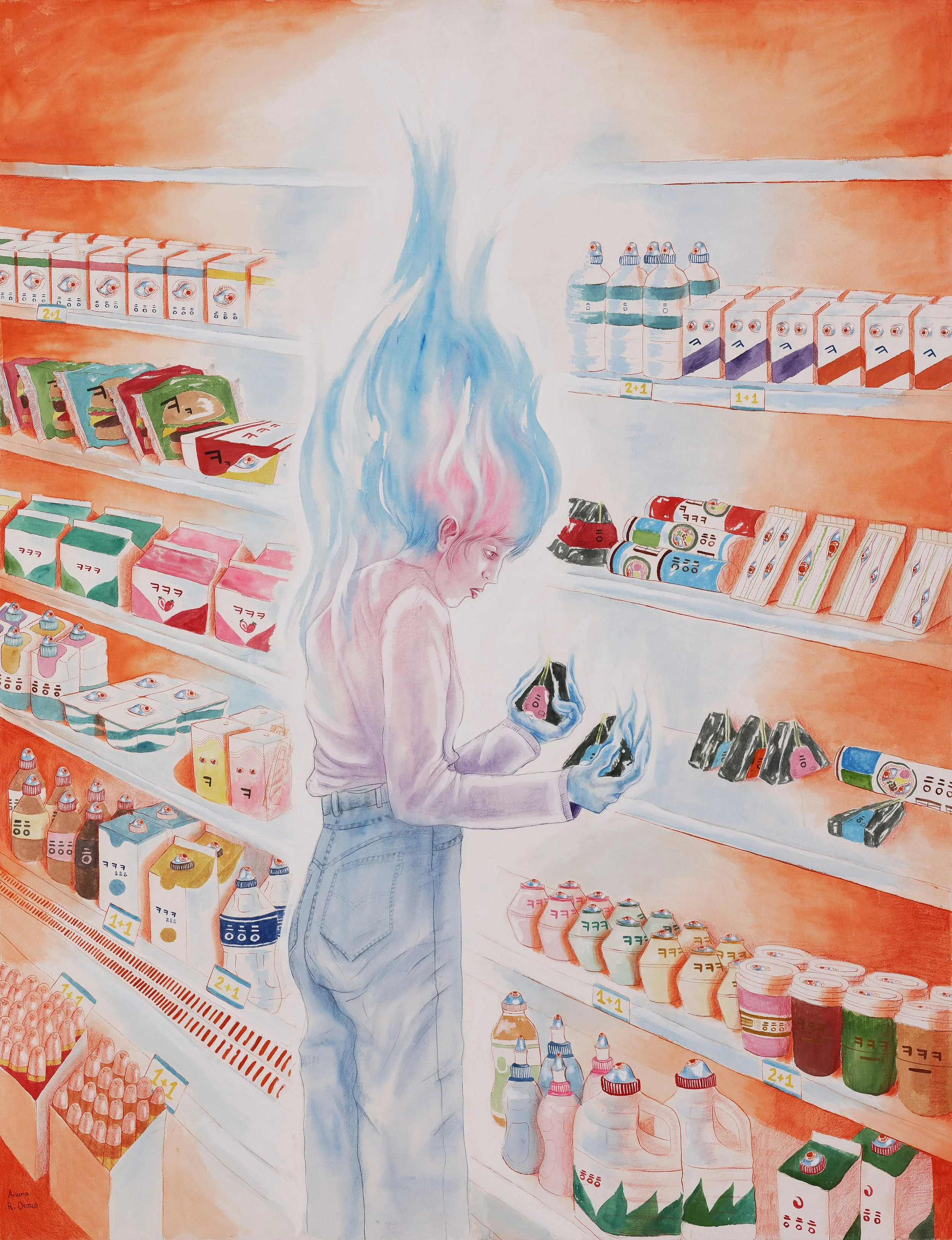 A Foreigner in Korea, mixed media on hanji, 116.8X91cm.