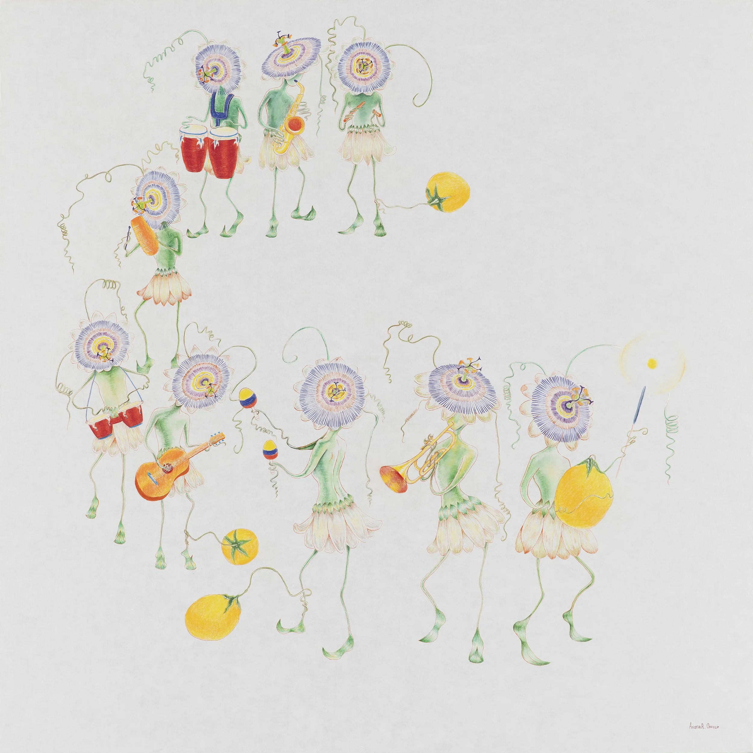 The Fruit of Passion, mixed media on hanji, 105x105cm