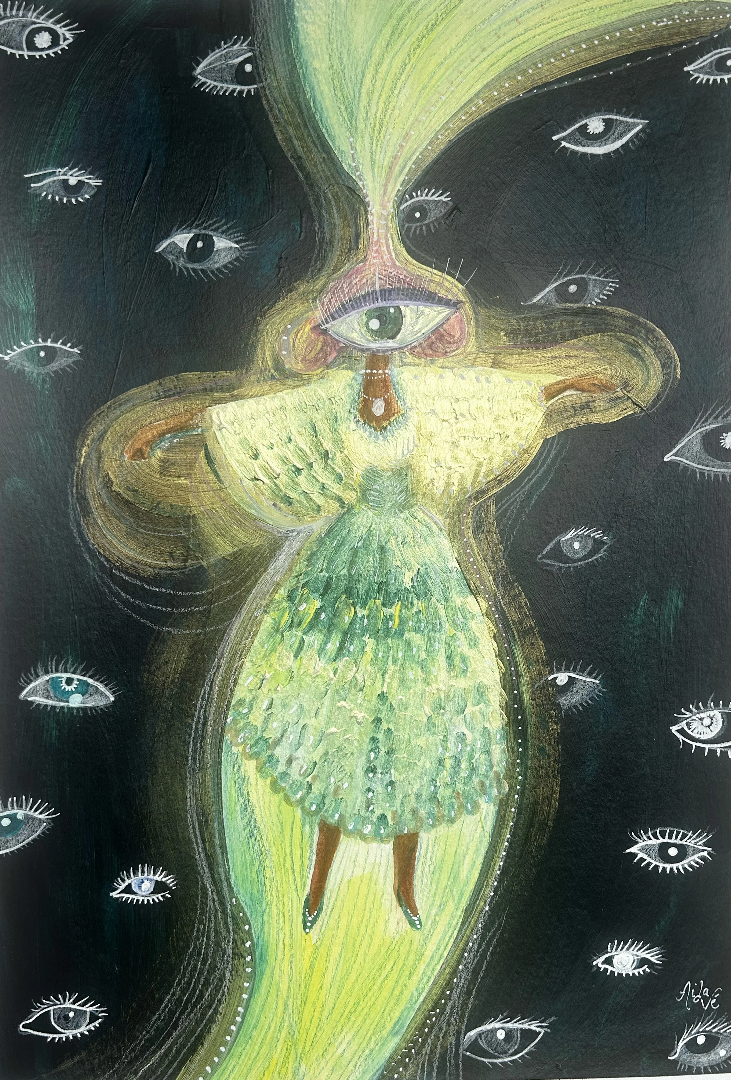 Spaced out
'26

Colored pencil, markers, acrylic paint & textured paste on paper
29,7 x 42 cm 
Original artwork